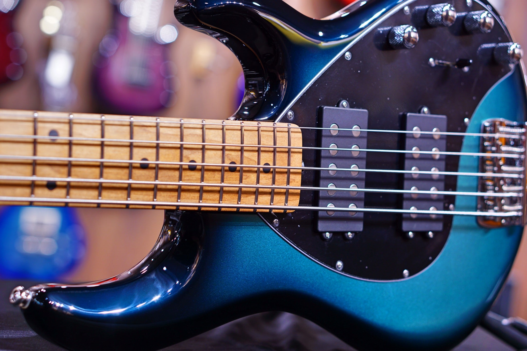 Ernie Ball Music Man StingRay Special 5 HH Bass Guitar - Frost Green Pearl F96059 - HIENDGUITAR Musicman bass