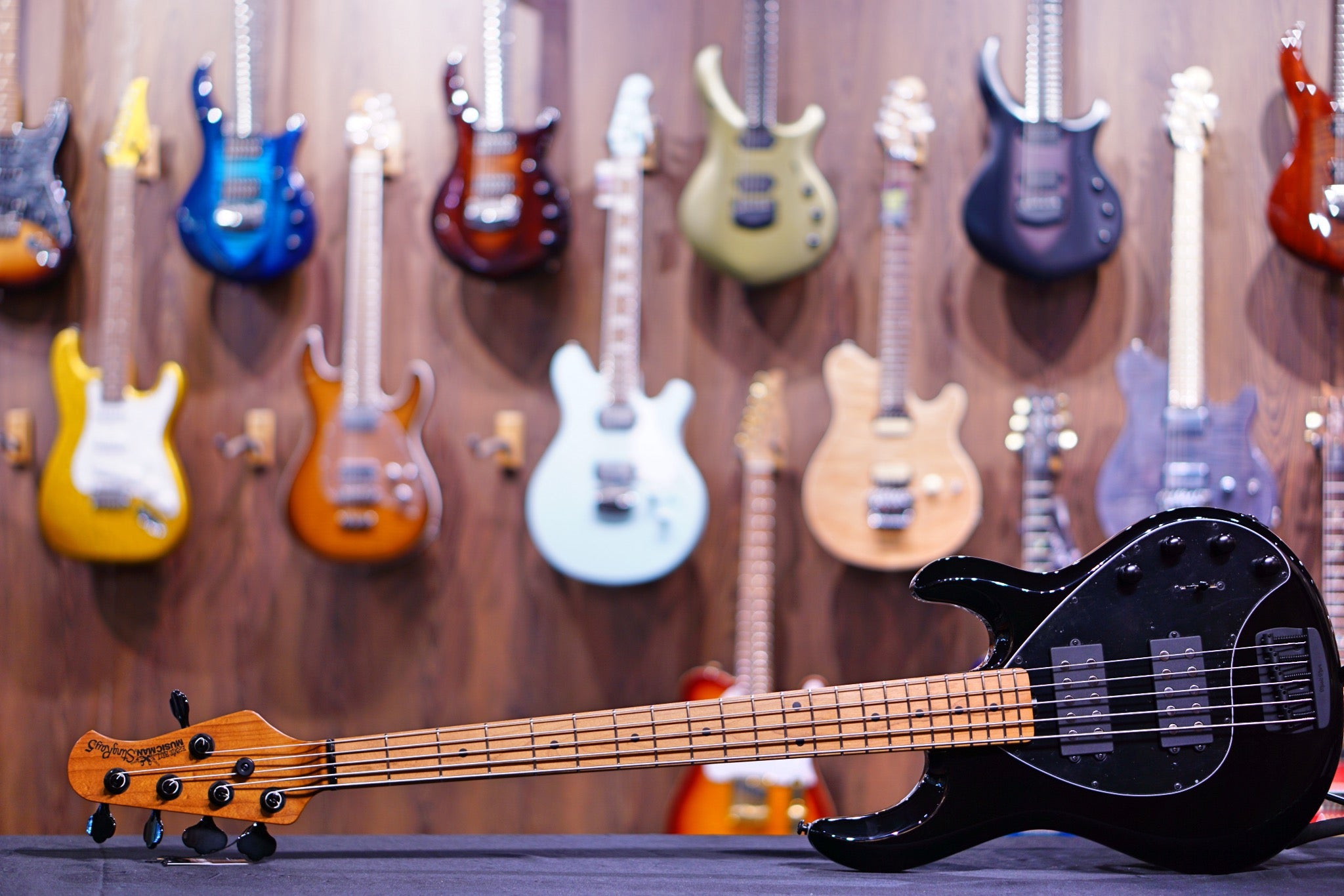 Ernie Ball Music Man StingRay Special 5 HH Bass Guitar - Black with Maple Fingerboard F97071 - HIENDGUITAR Musicman bass