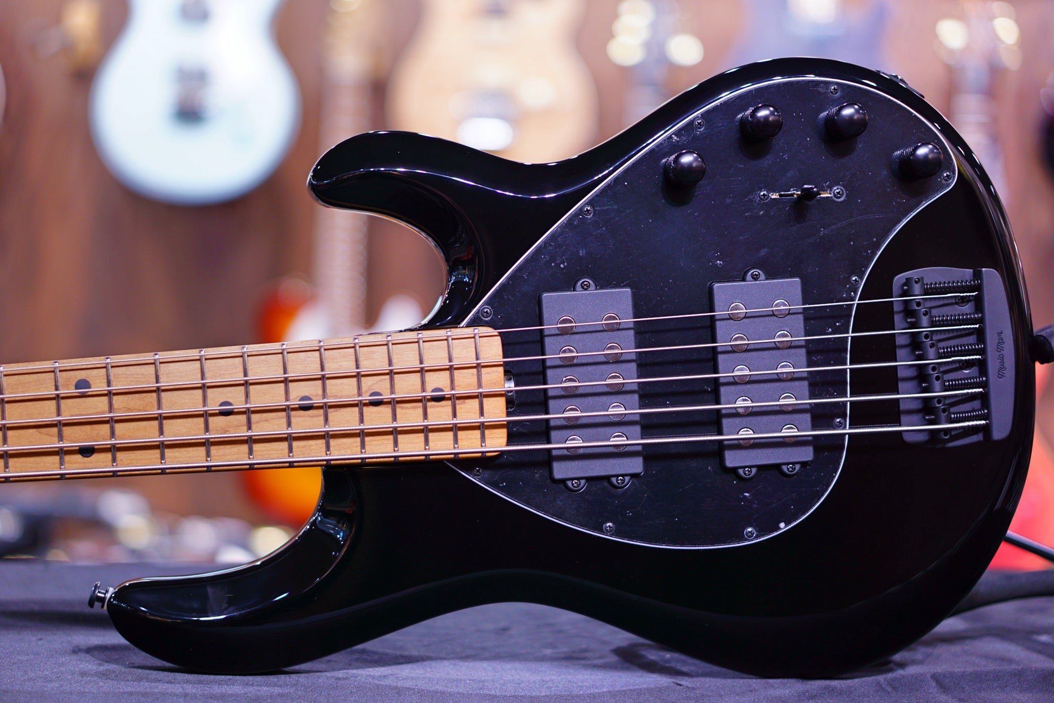 Ernie Ball Music Man StingRay Special 5 HH Bass Guitar - Black with Maple Fingerboard F97071 - HIENDGUITAR Musicman bass