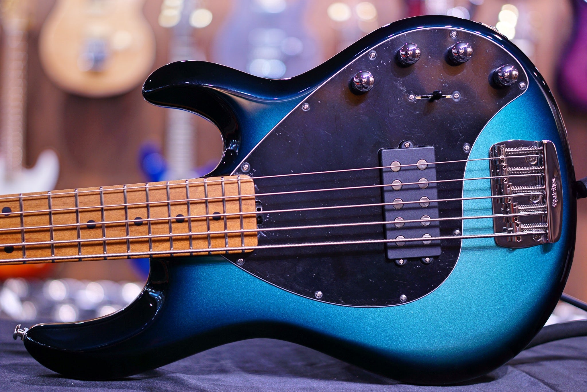 Ernie Ball Music Man StingRay Special 5 H Bass Guitar - Frost Green Pearl with Maple F95601 - HIENDGUITAR Musicman bass