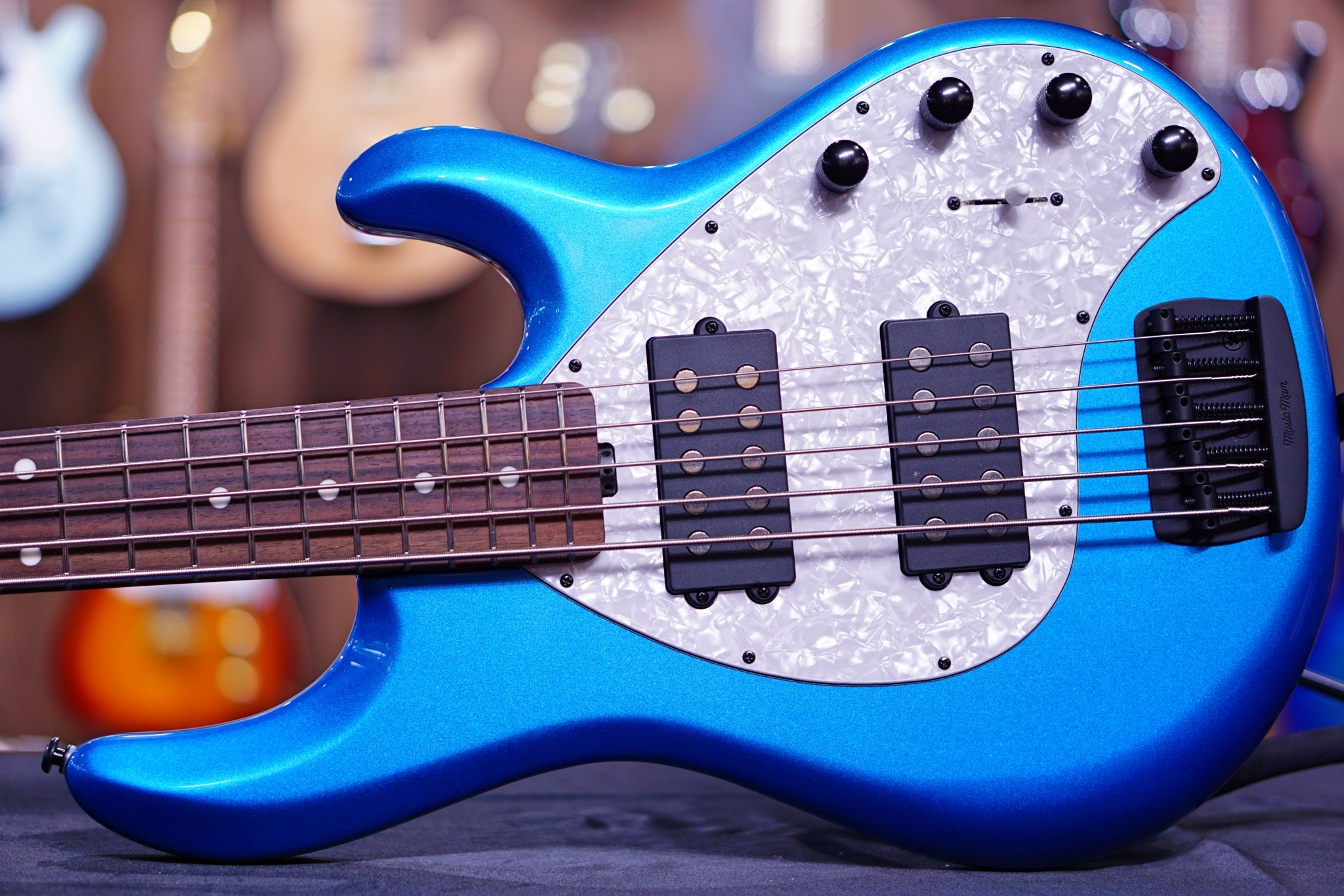 Ernie Ball Music Man StingRay Special 5 HH Bass Guitar - Speed Blue with Rosewood F96539Fingerboard - HIENDGUITAR Musicman bass