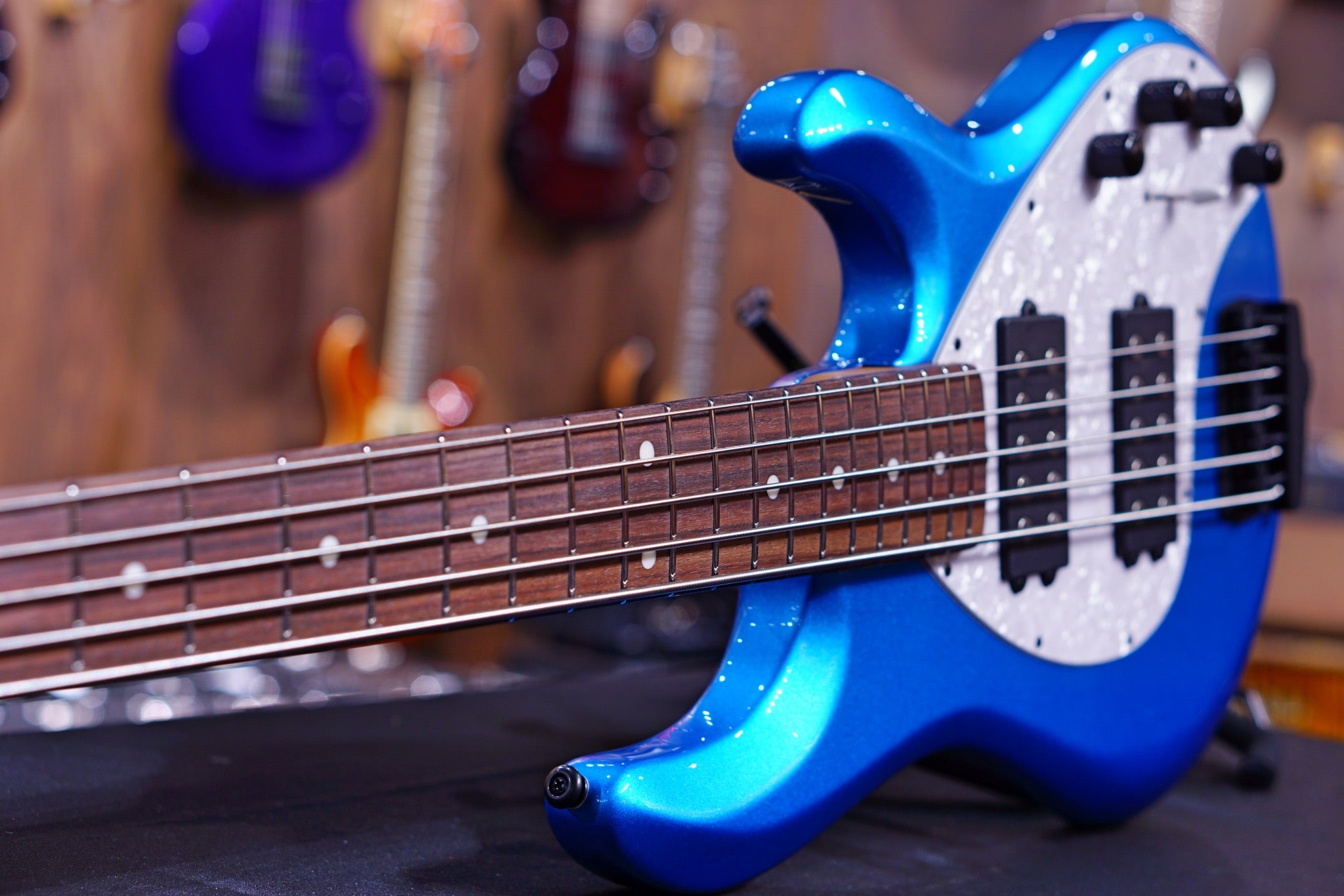 Ernie Ball Music Man StingRay Special 5 HH Bass Guitar - Speed Blue with Rosewood F96539Fingerboard - HIENDGUITAR Musicman bass