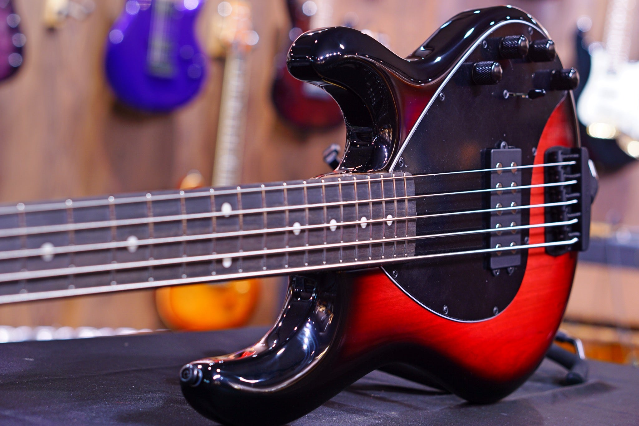 Ernie Ball Music Man StingRay Special 5 H Bass Guitar - Raspberry Burst with Ebony Fingerboard F96484 - HIENDGUITAR Musicman bass