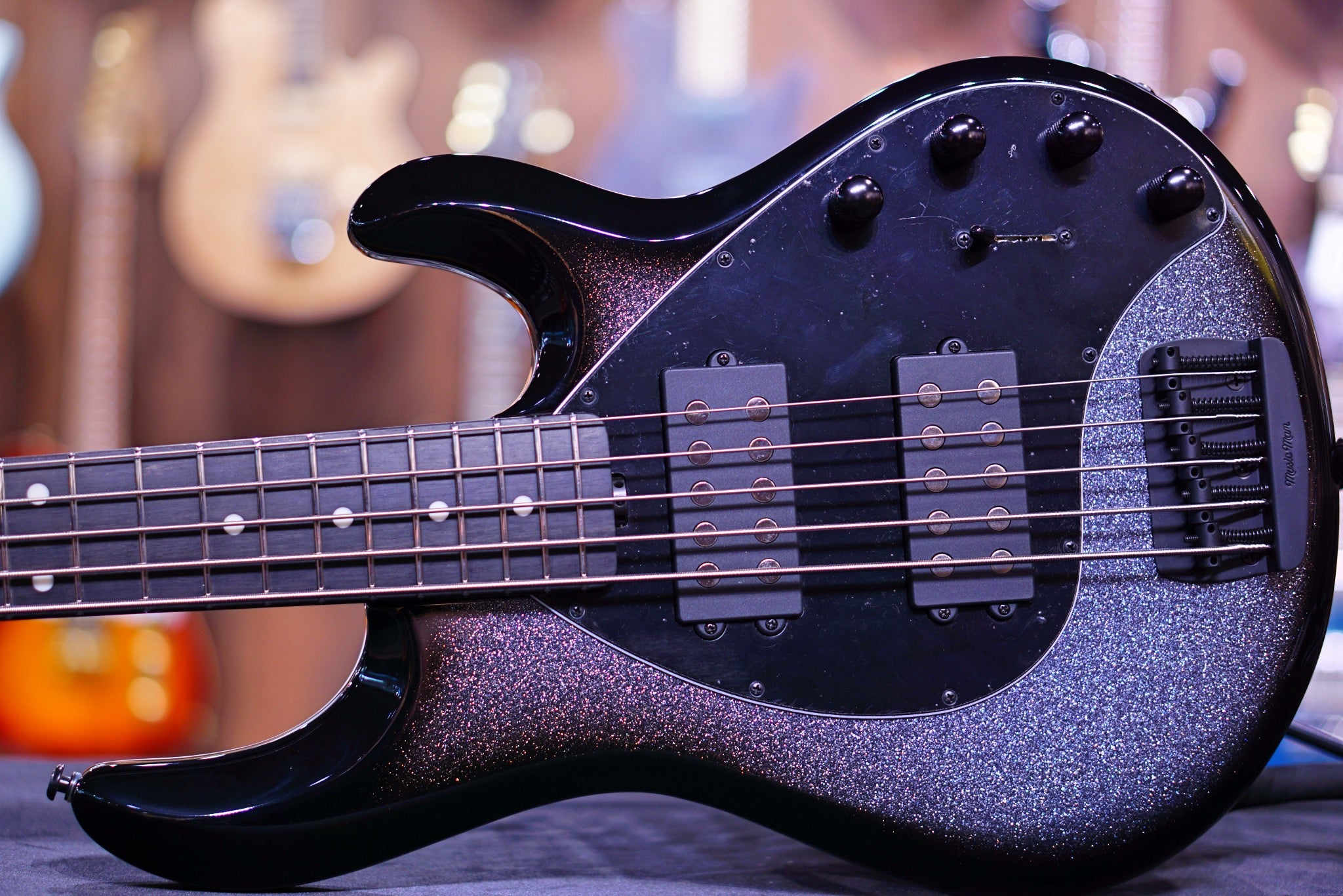 Ernie Ball Music Man StingRay Special 5 HH Bass Guitar - Smoked Chrome with Ebony F96546 Fingerboard - HIENDGUITAR Musicman bass