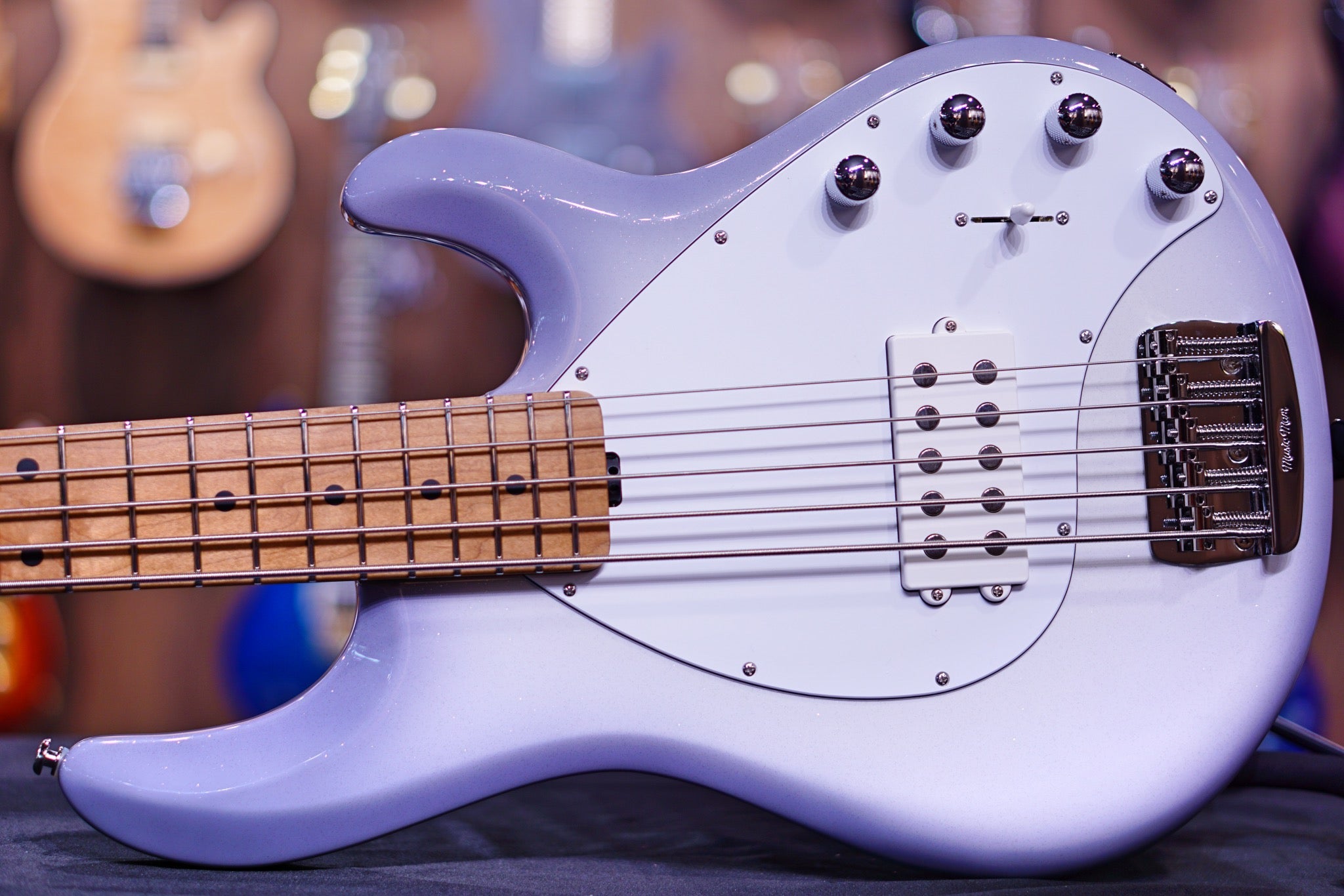 Ernie Ball Music Man StingRay Special 5 H Bass Guitar - Snowy Night with Maple Fingerboard F95745 - HIENDGUITAR Musicman bass