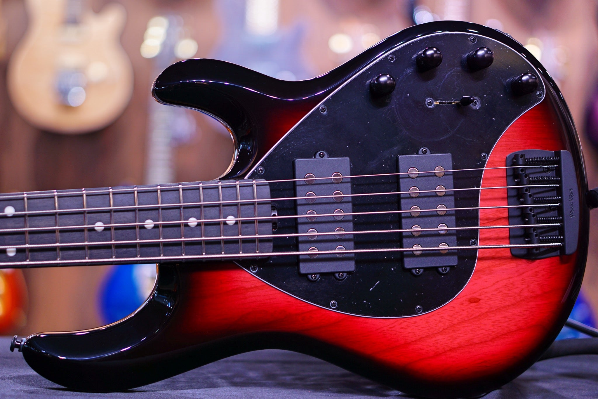 Ernie Ball Music Man StingRay Special 5 HH Bass Guitar - Raspberry Burst with Ebony Fingerboard F97563 - HIENDGUITAR Musicman bass