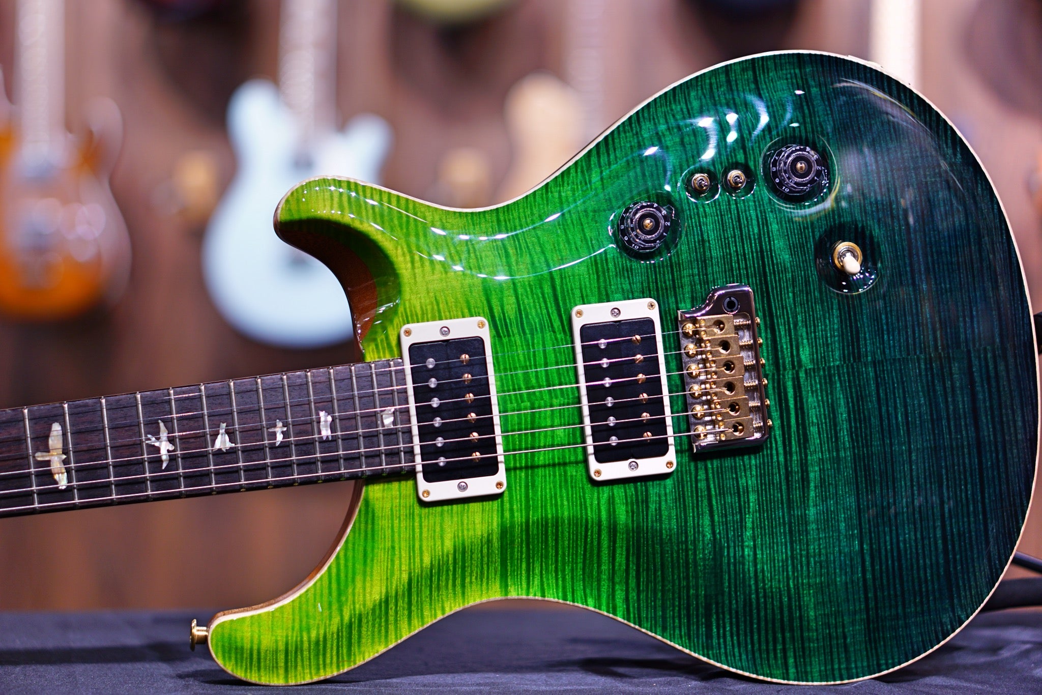 PRS 35th Anniversary Custom 24 - green fade 10top Thin Neck 0333385 - HIENDGUITAR PRS GUITAR