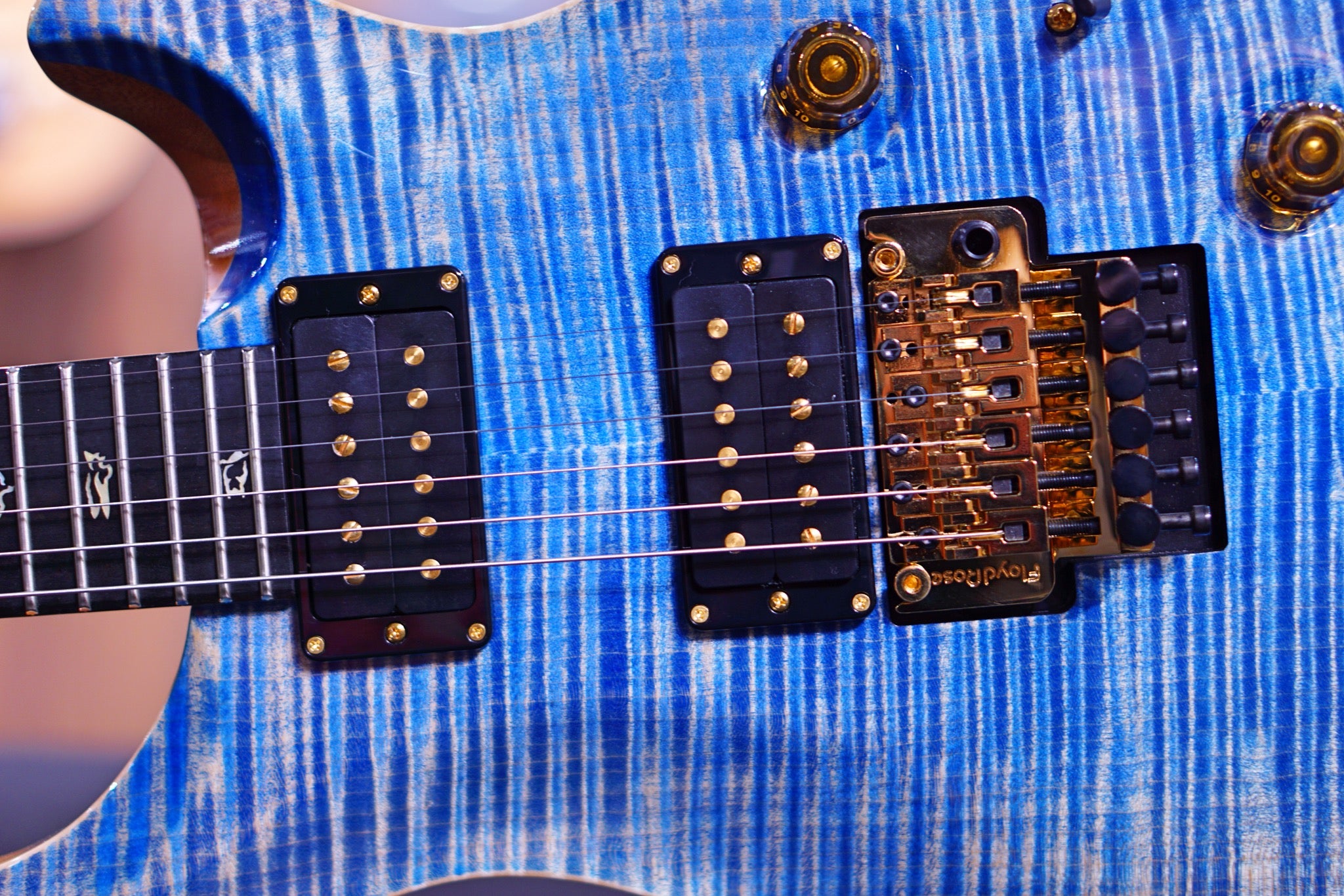 PRS Custom 24 Floyd wood library faded blue jeans stained flame neck run 0336245 - HIENDGUITAR PRS GUITAR