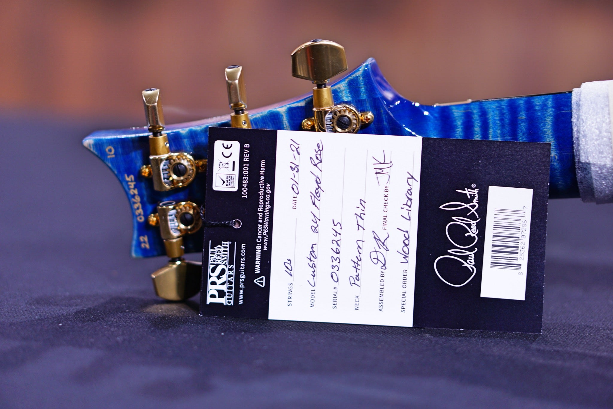 PRS Custom 24 Floyd wood library faded blue jeans stained flame neck run 0336245 - HIENDGUITAR PRS GUITAR