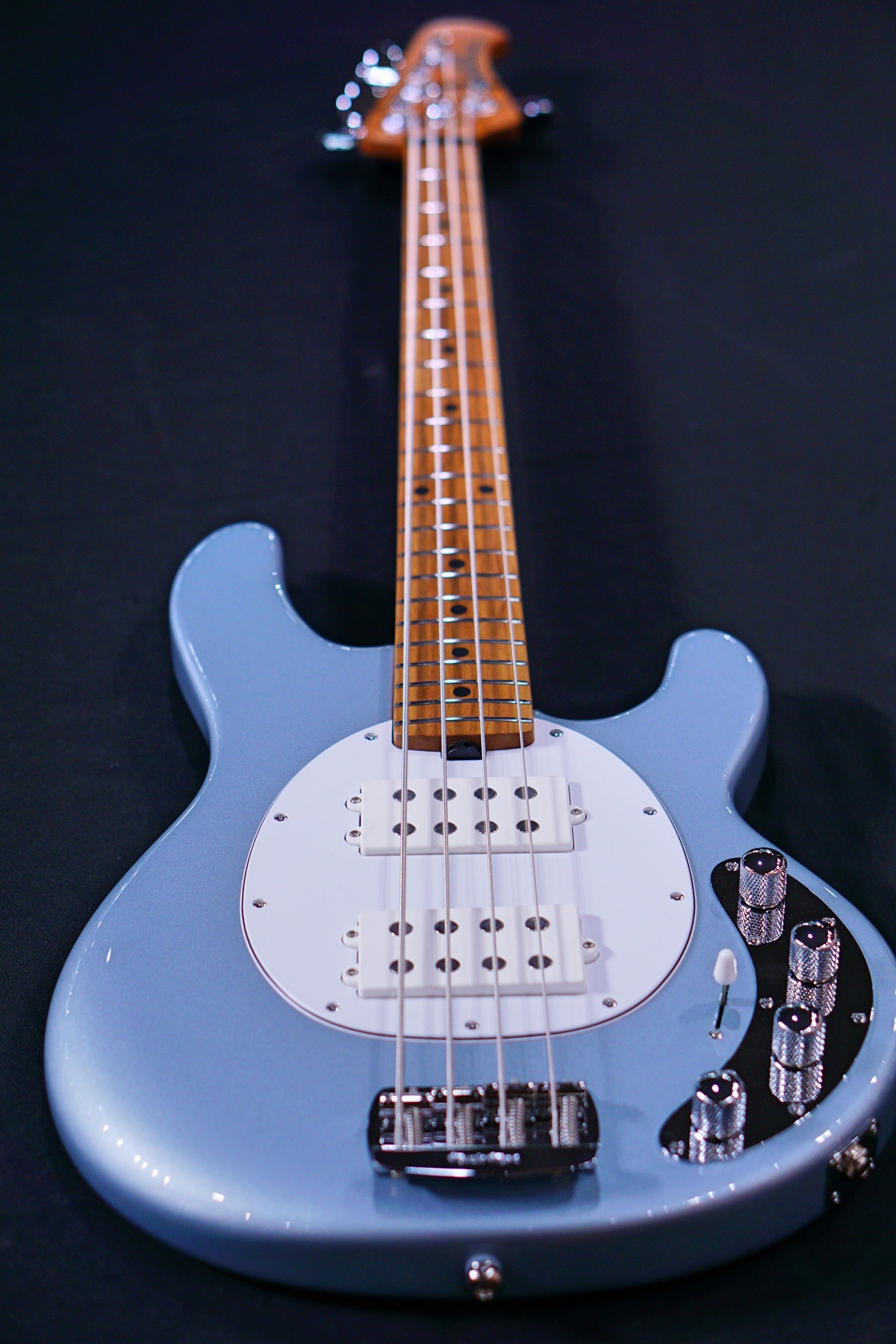 Ernie Ball Music Man StingRay Special 4 HH Bass Guitar - Firemist Silver F90955 - HIENDGUITAR Musicman bass