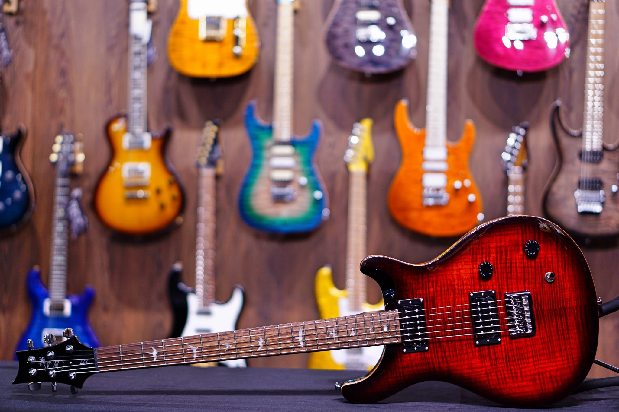 PRS SE 277 Baritone Electric Guitar - Fire red burst - HIENDGUITAR PRS SE GUITAR