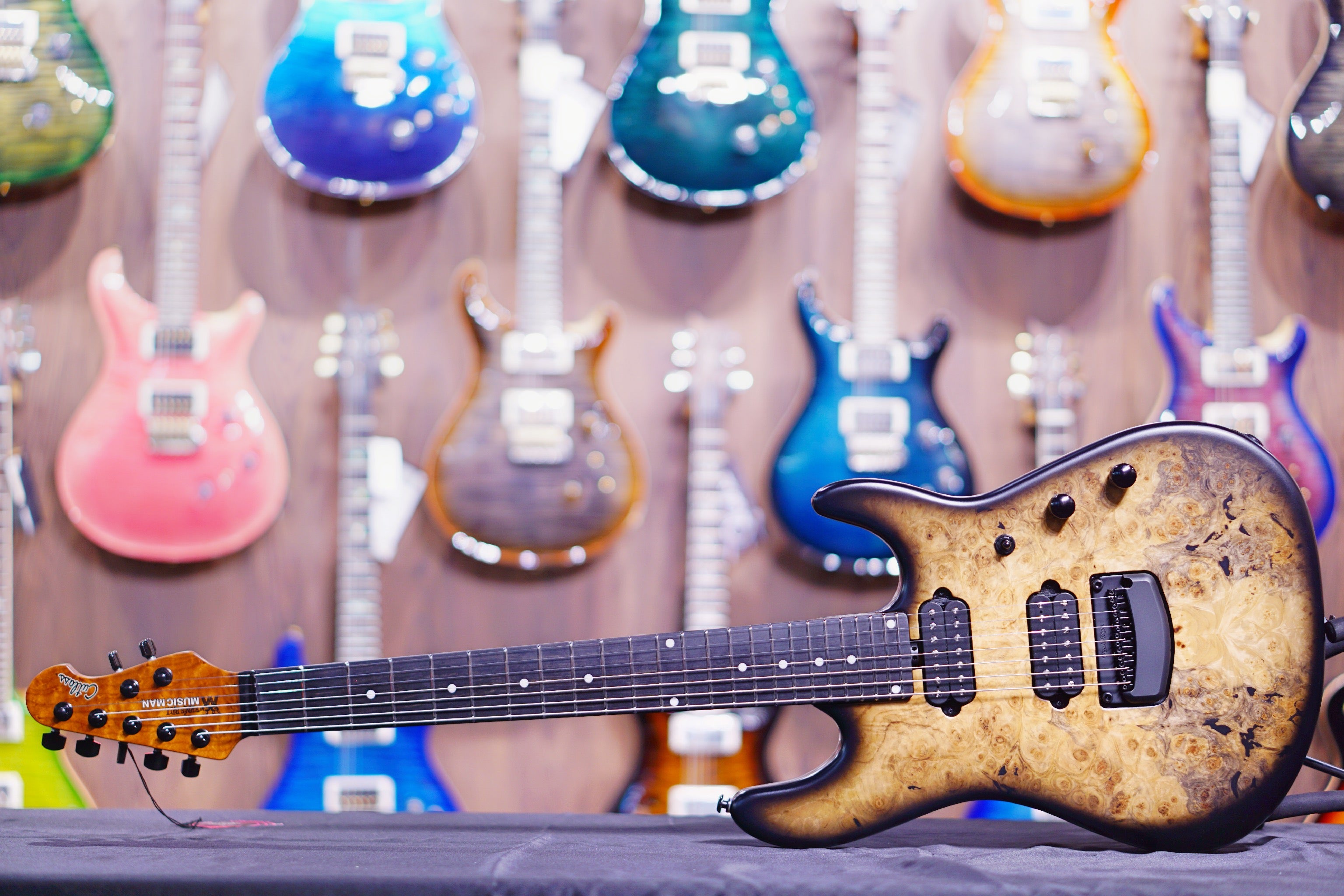 Ernie Ball Music Man Jason Richardson Signature Cutlass HH 7-String - Natural Buckeye Burl S06066 - HIENDGUITAR Musicman GUITAR