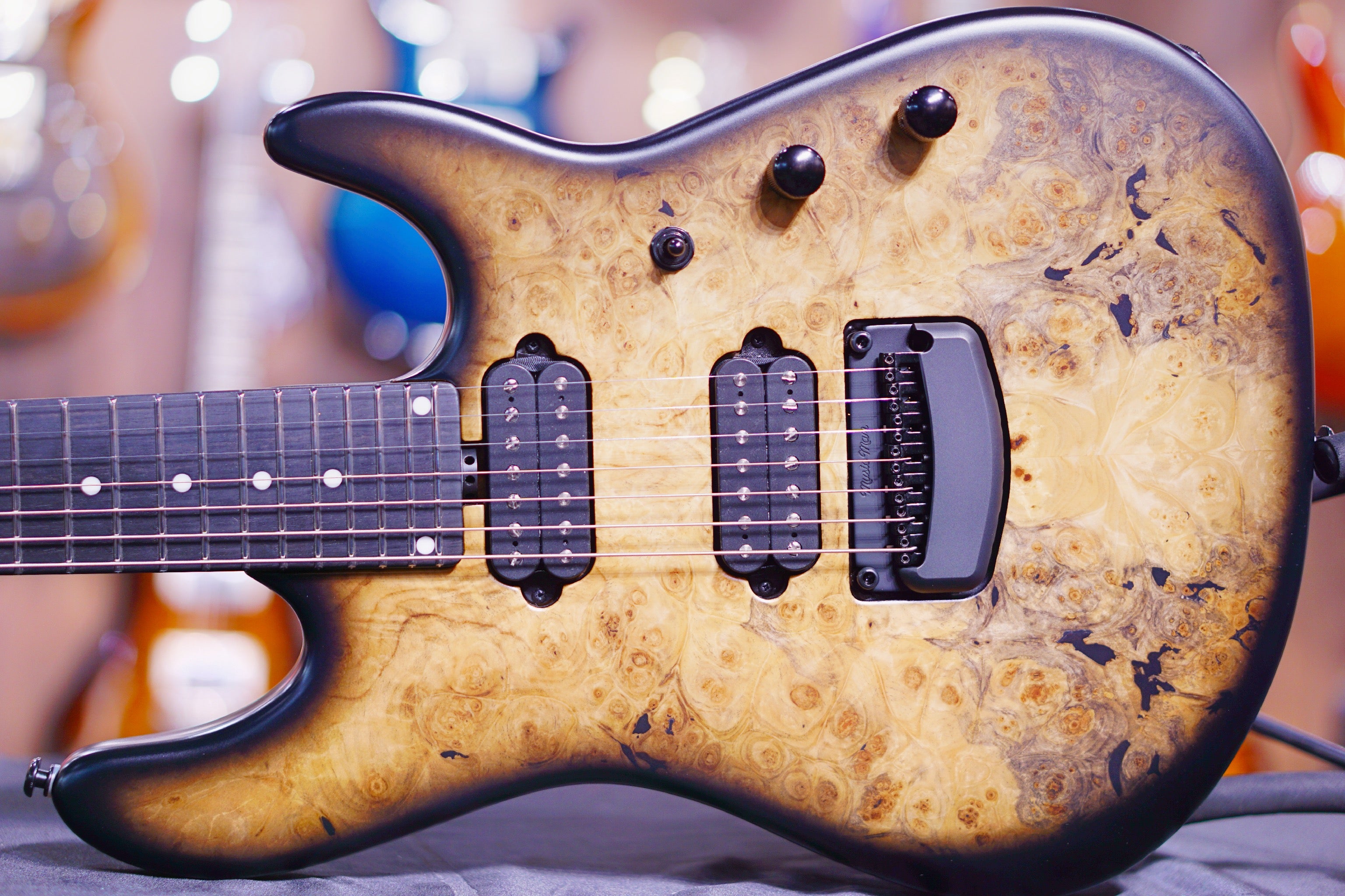 Ernie Ball Music Man Jason Richardson Signature Cutlass HH 7-String - Natural Buckeye Burl S06066 - HIENDGUITAR Musicman GUITAR