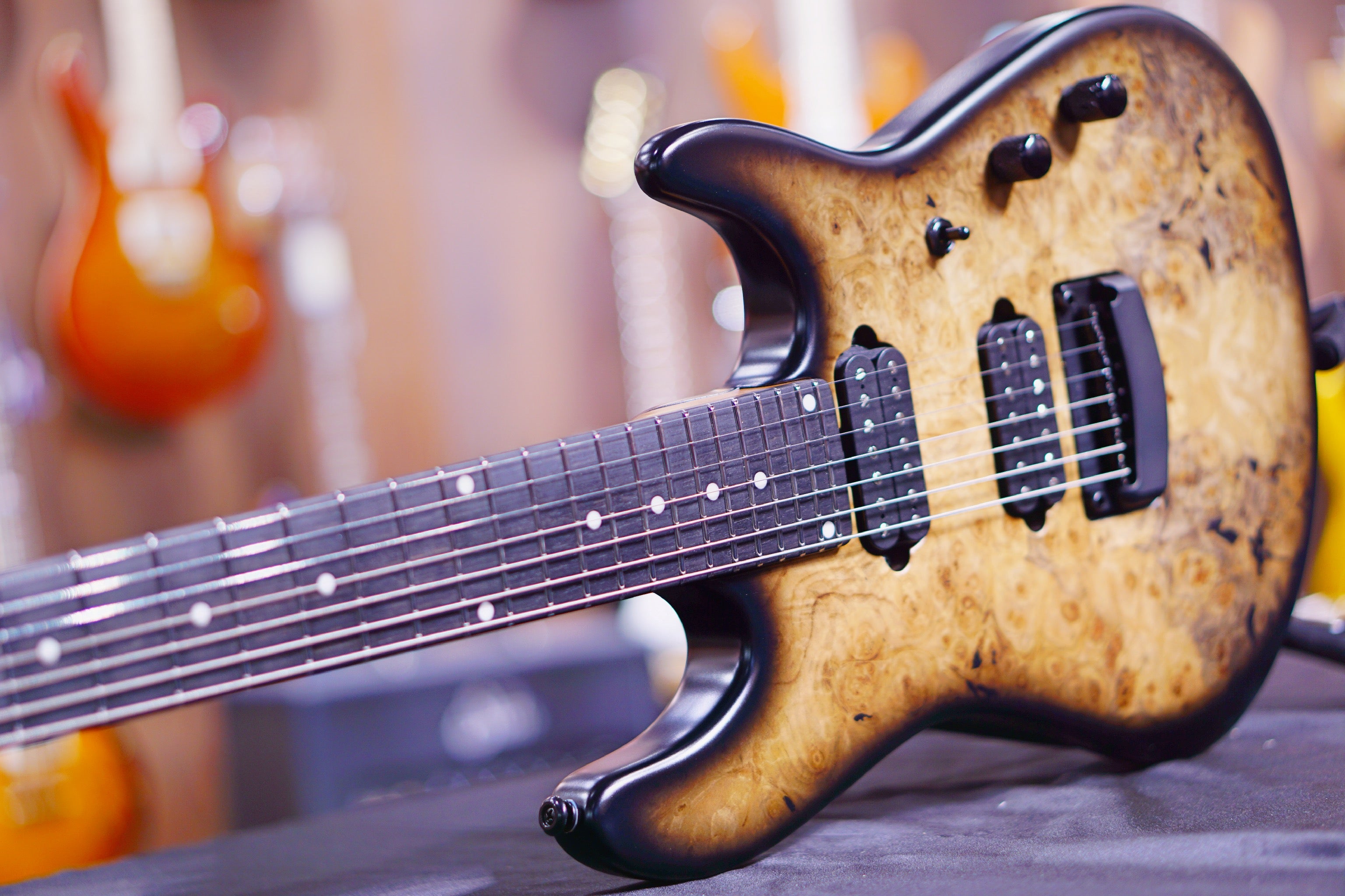 Ernie Ball Music Man Jason Richardson Signature Cutlass HH 7-String - Natural Buckeye Burl S06066 - HIENDGUITAR Musicman GUITAR