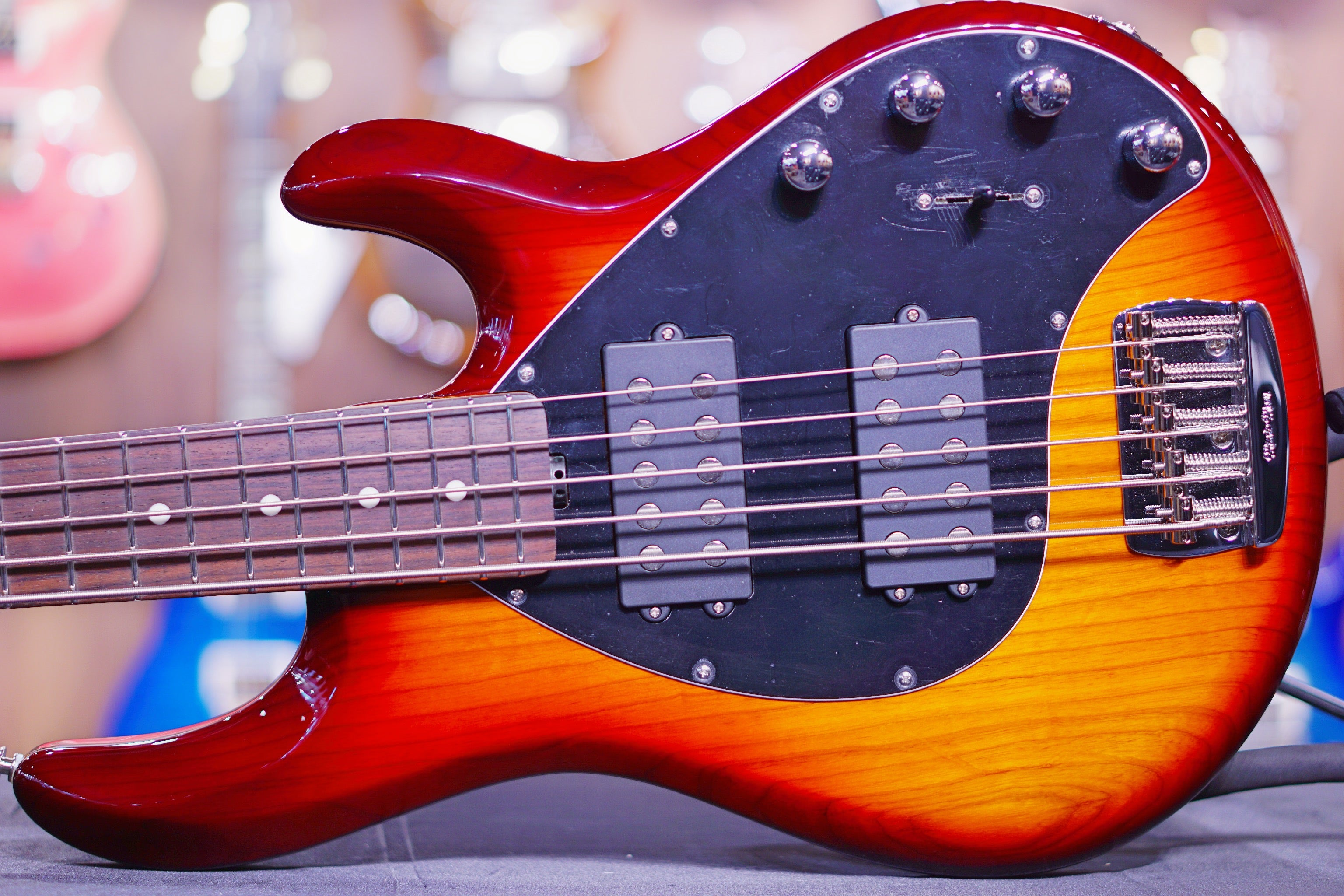 Ernie Ball Music Man StingRay 5 Special HH Bass Guitar - Burnt Amber with Maple Fingerboard F83624 - HIENDGUITAR Musicman bass
