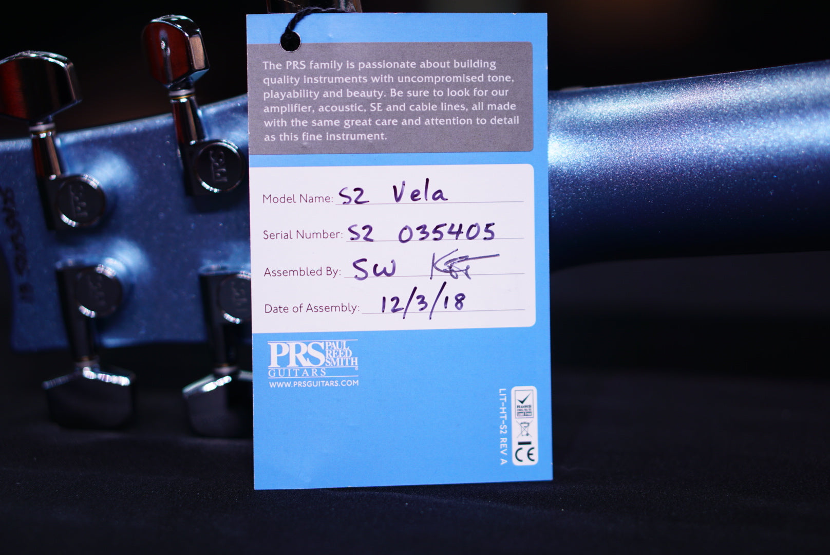 PRS S2 Vela Frost Blue Metallic s2 035405 - HIENDGUITAR   PRS GUITAR