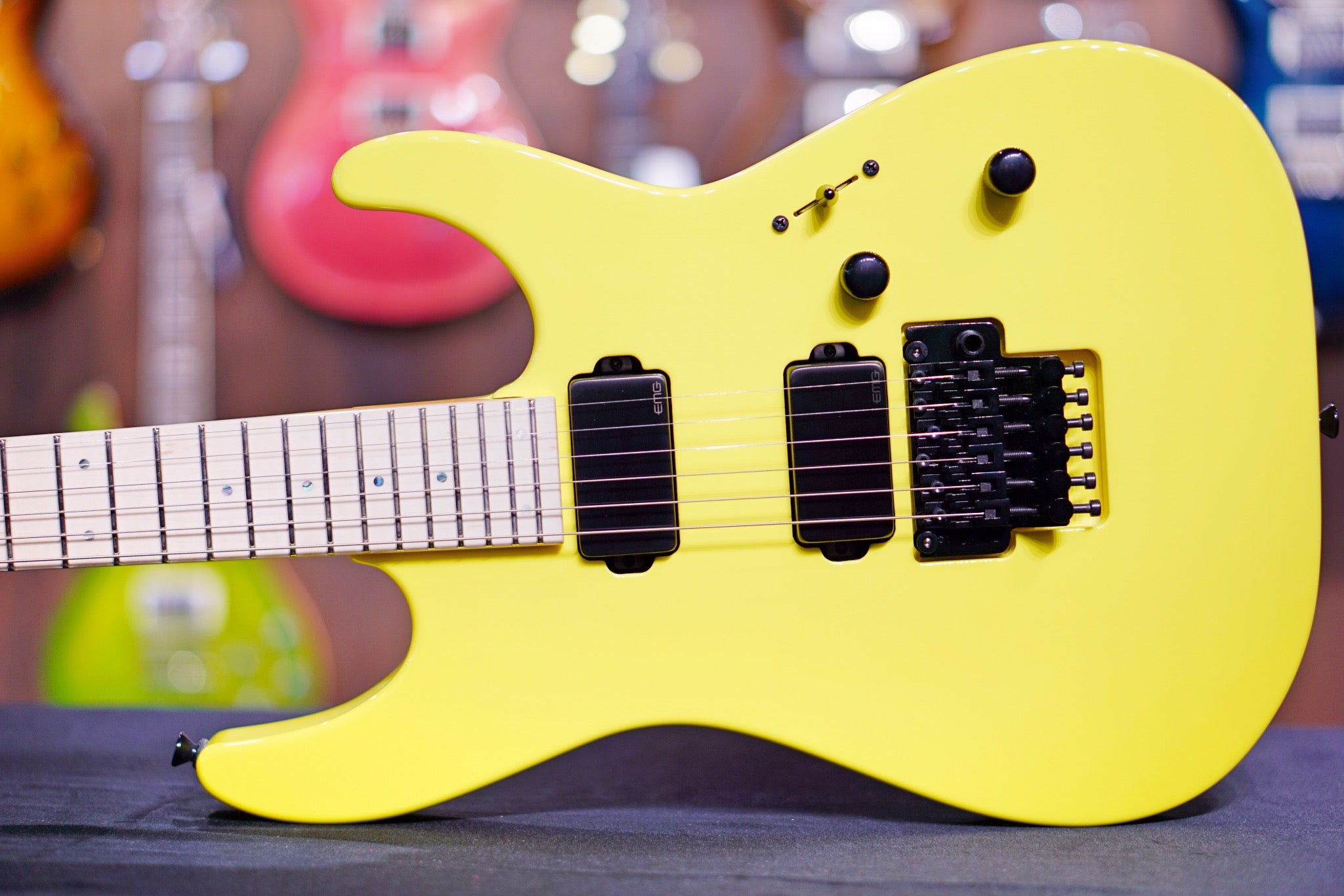 ESP ORIGINAL M-II DX/M w/EMG Brushed Black Neon Yellow E7601202 - HIENDGUITAR ESP GUITAR