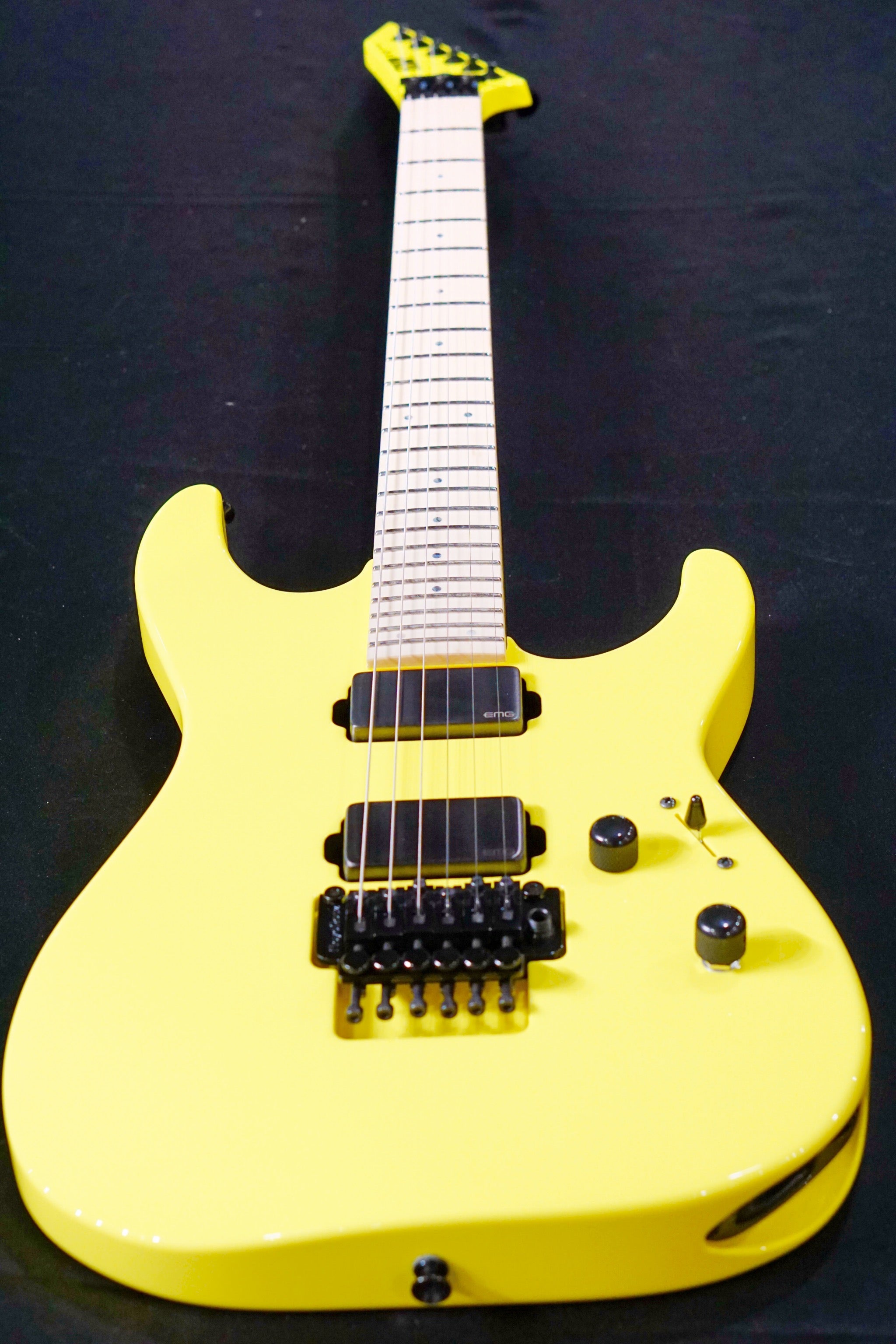 ESP ORIGINAL M-II DX/M w/EMG Brushed Black Neon Yellow E7601202 - HIENDGUITAR ESP GUITAR