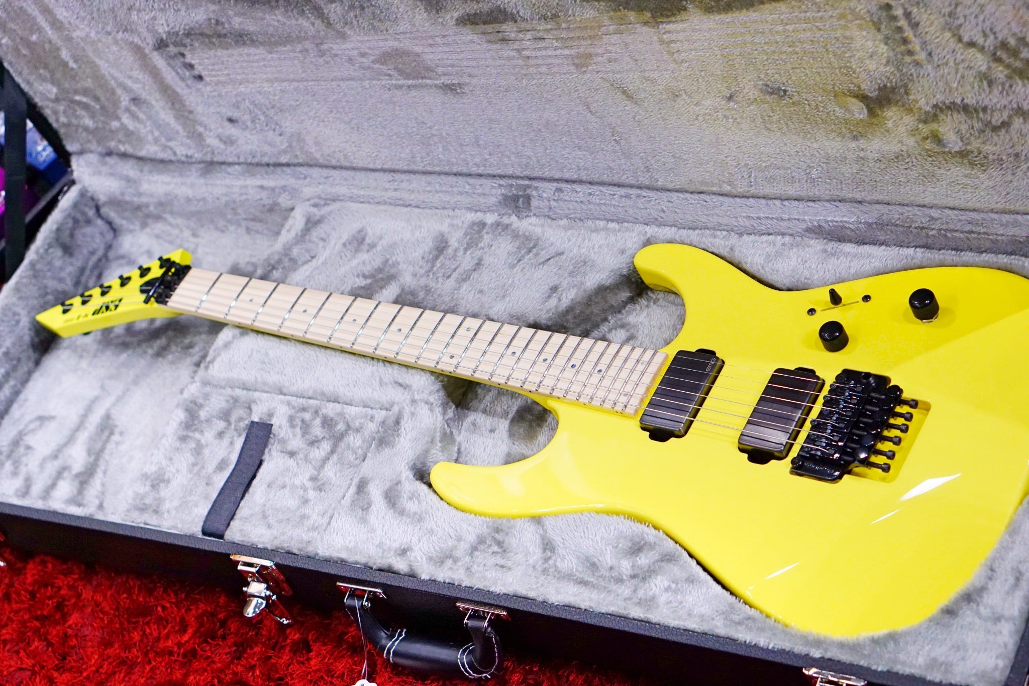 ESP ORIGINAL M-II DX/M w/EMG Brushed Black Neon Yellow E7601202 - HIENDGUITAR ESP GUITAR