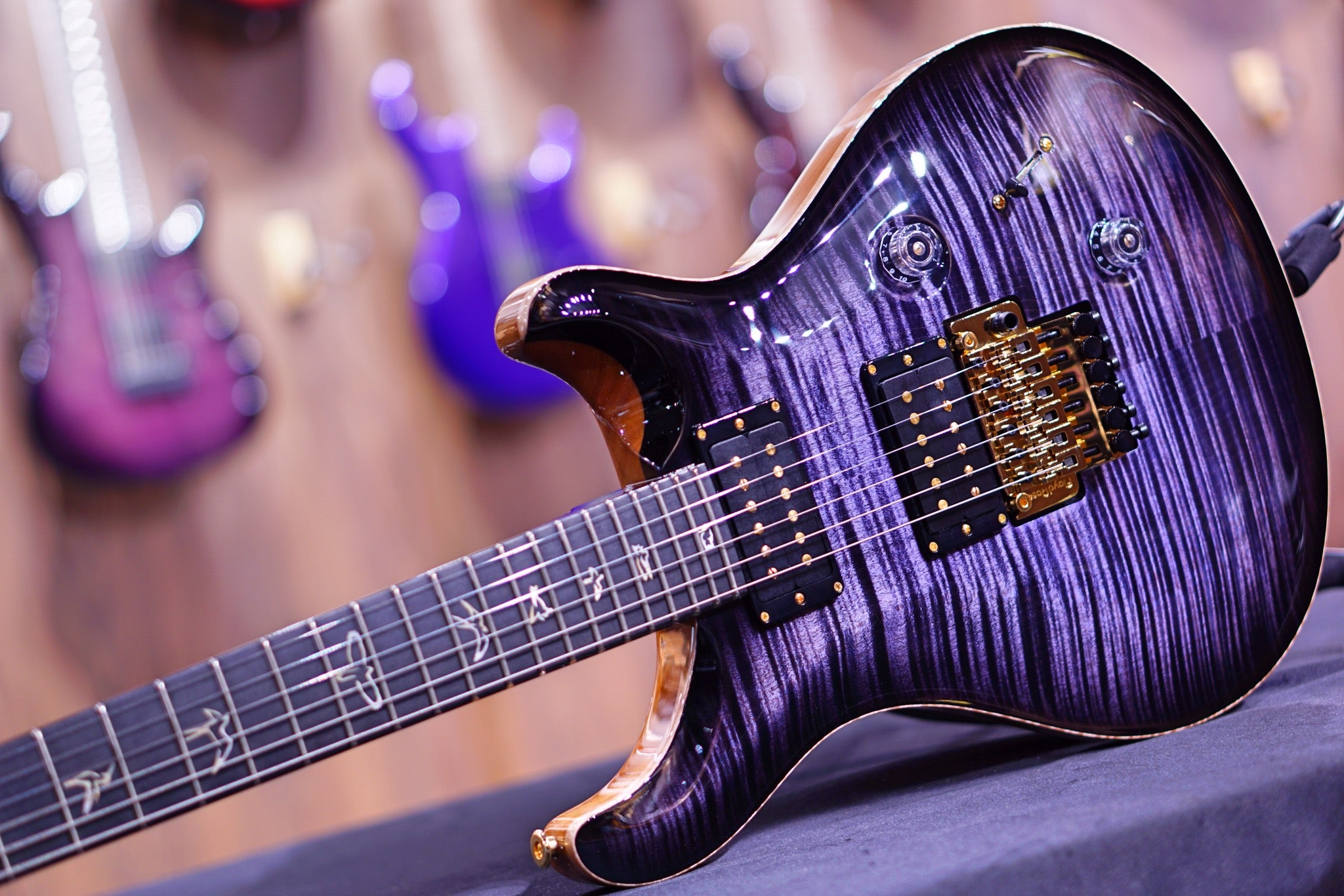 PRS Custom 24 Floyd wood library Purple Mist stained flame neck run 0340186 - HIENDGUITAR PRS GUITAR
