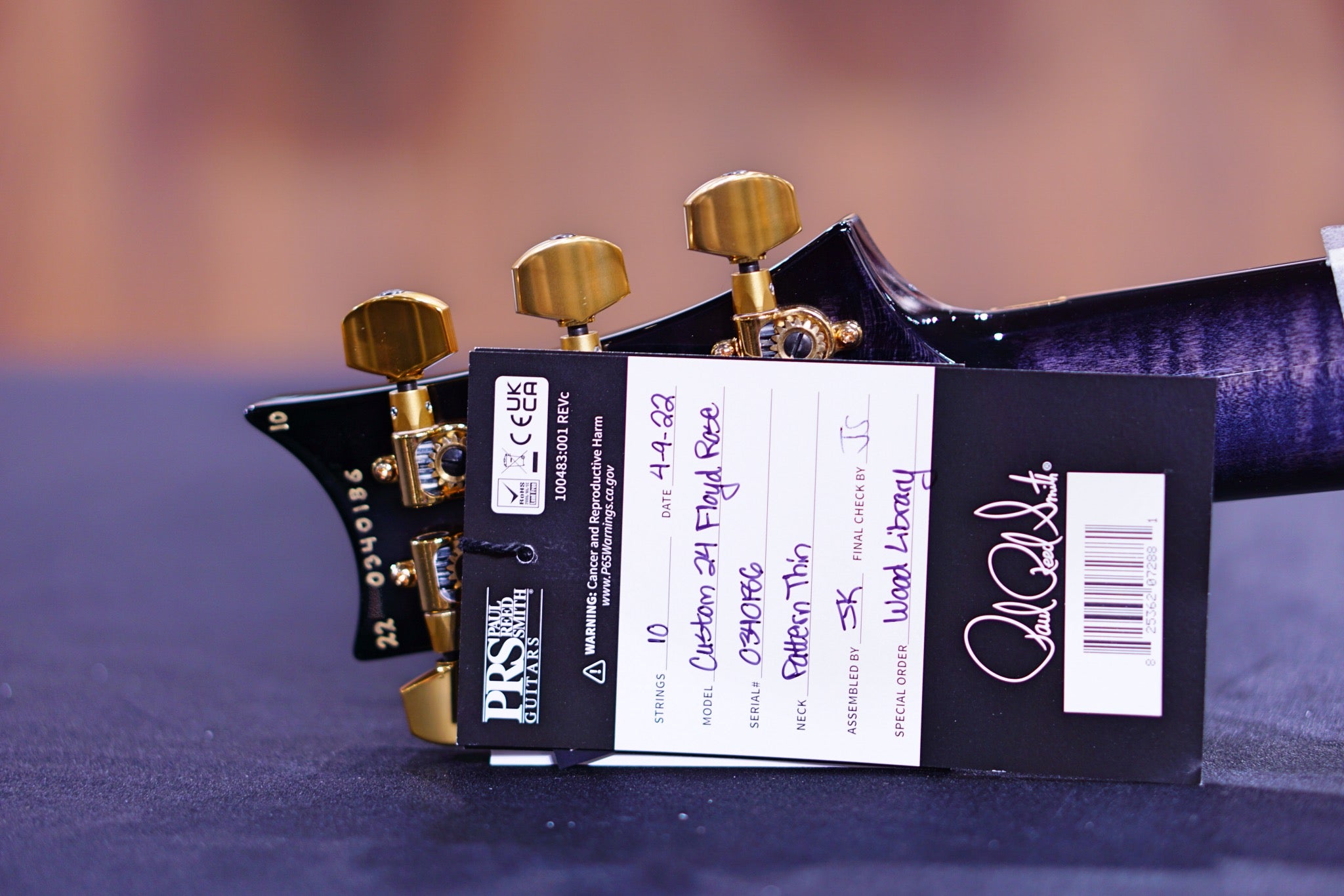 PRS Custom 24 Floyd wood library Purple Mist stained flame neck run 0340186 - HIENDGUITAR PRS GUITAR