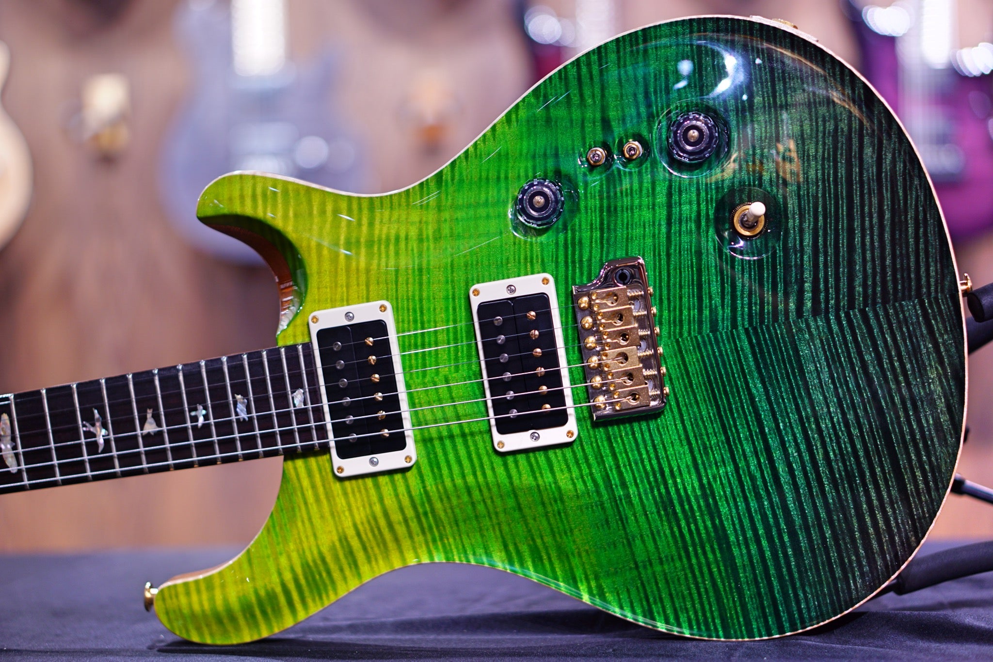 PRS 35th Anniversary Custom 24 - green fade 10top Thin Neck 0339366 - HIENDGUITAR PRS GUITAR