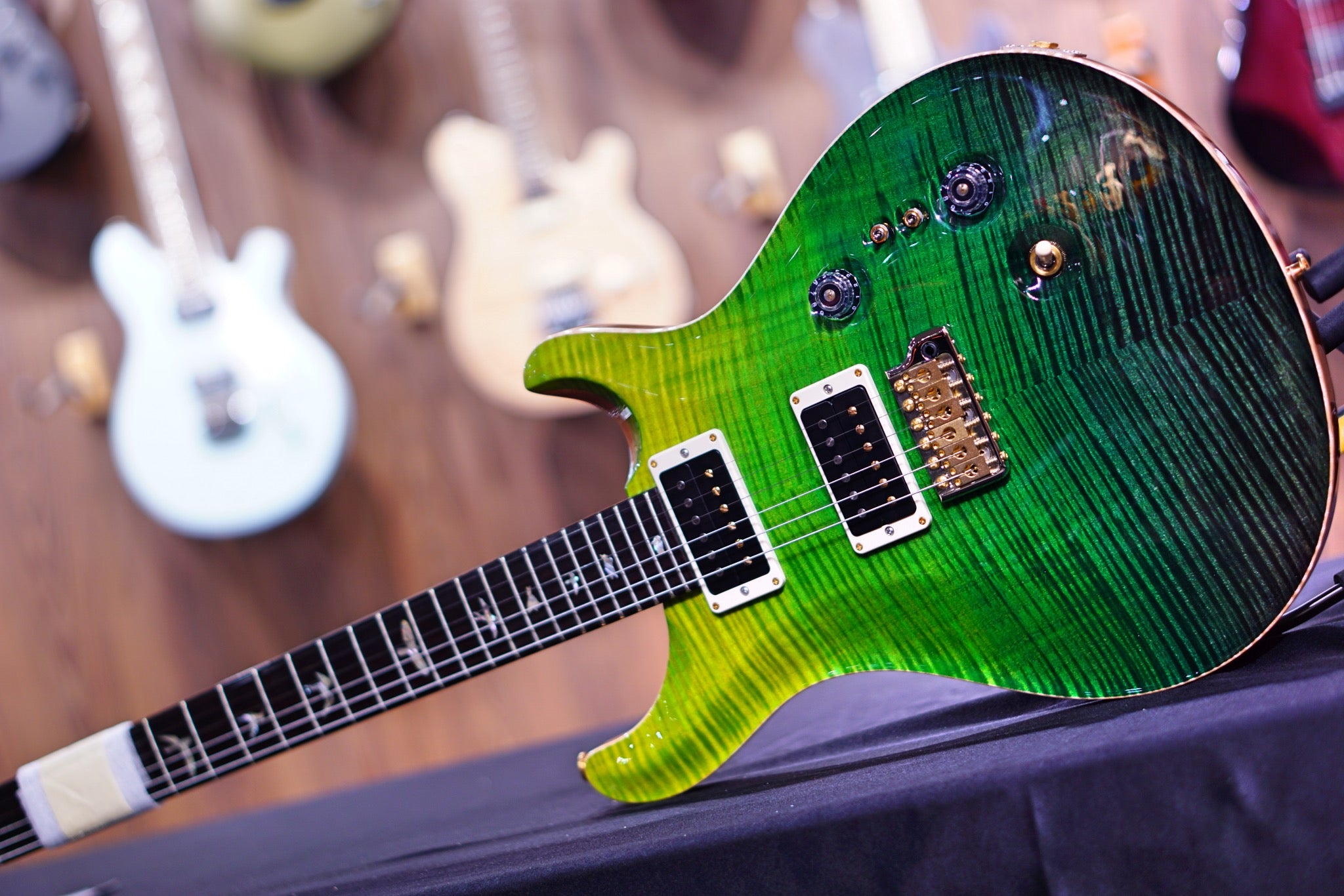 PRS 35th Anniversary Custom 24 - green fade 10top Thin Neck 0339366 - HIENDGUITAR PRS GUITAR