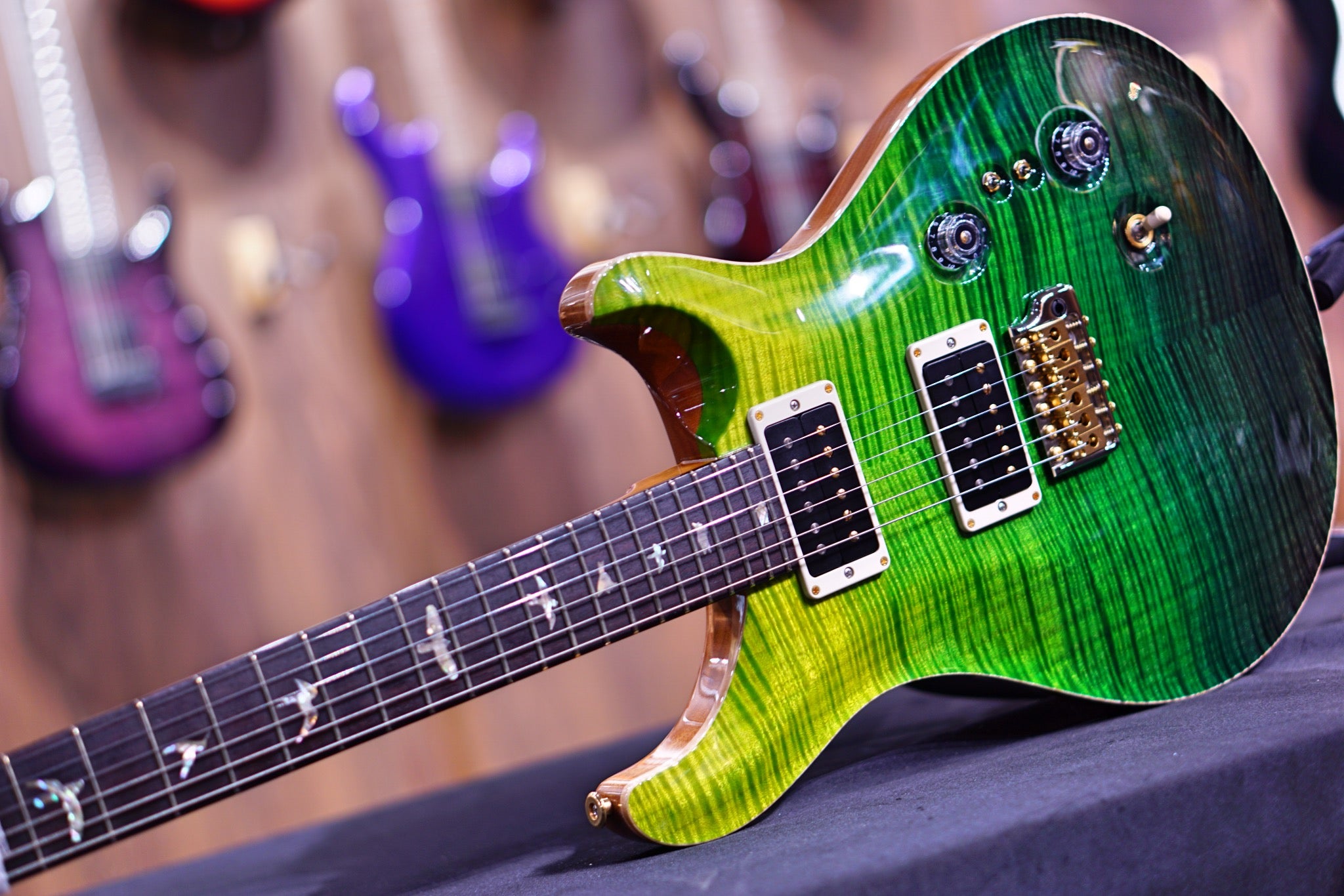PRS 35th Anniversary Custom 24 - green fade 10top Thin Neck 0339366 - HIENDGUITAR PRS GUITAR
