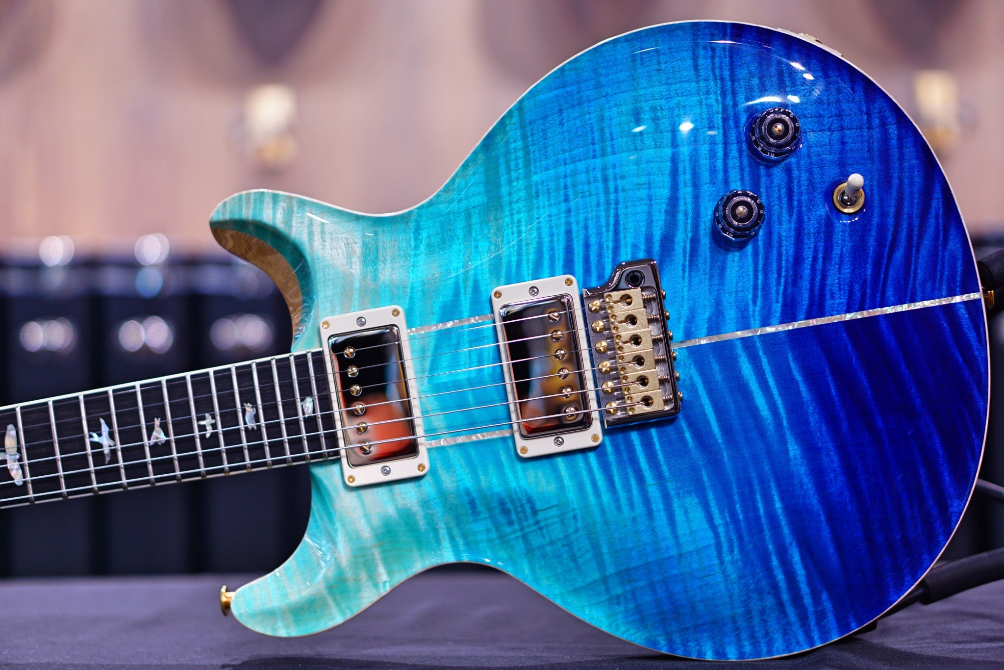 PRS Santana wood library korina run Blue fade 10 top 0345696 - HIENDGUITAR PRS GUITAR