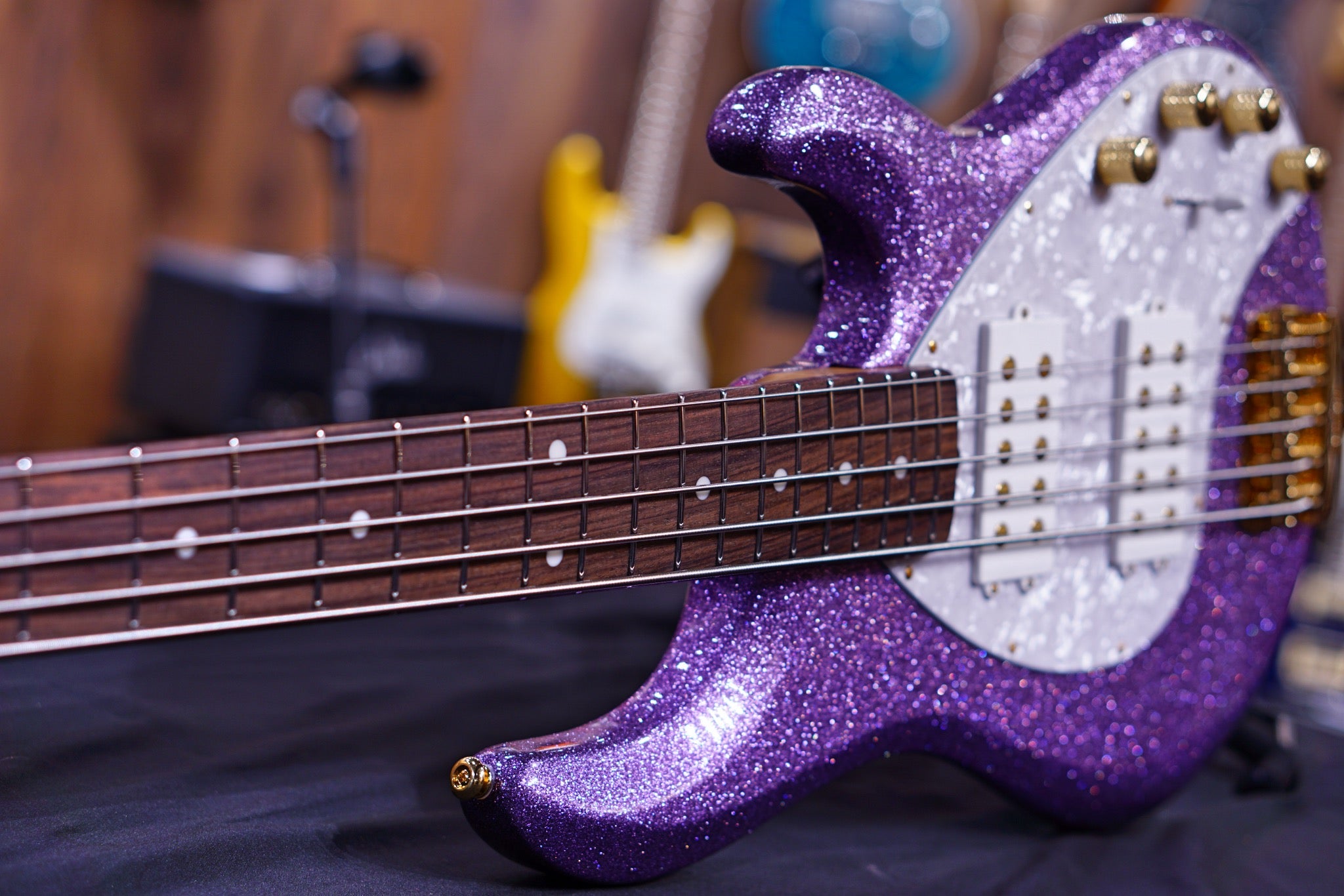 Ernie Ball Music Man StingRay Special 5 HH Bass Guitar - Amethyst Sparkle with Rosewood Fingerboard F91626 - HIENDGUITAR Musicman bass