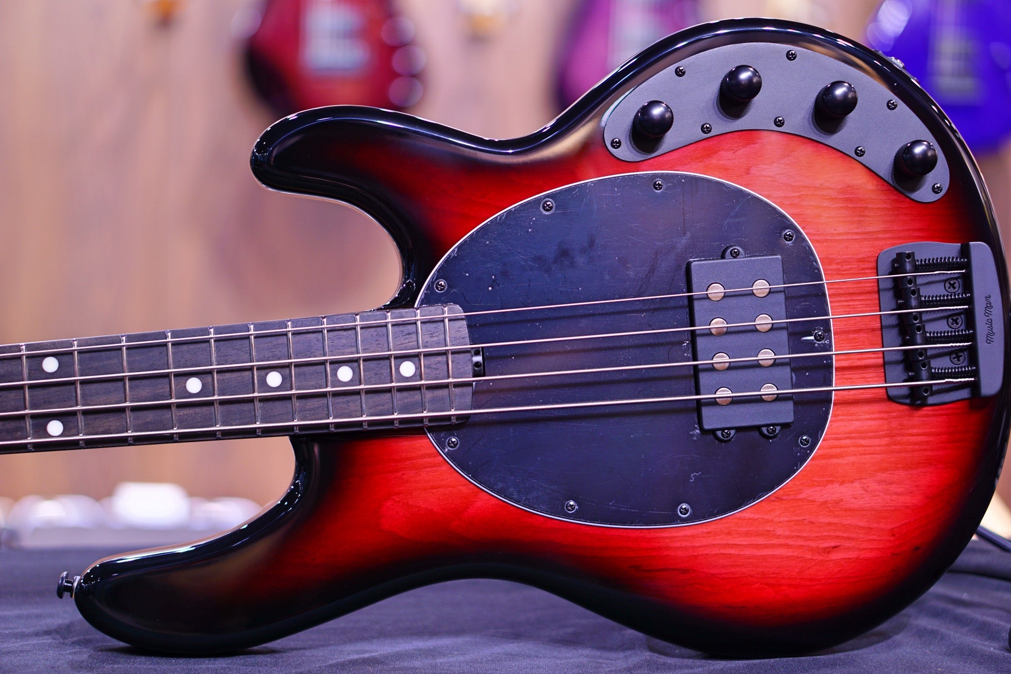 Ernie Ball Music Man StingRay Special 4 H Bass Guitar - Raspberry Burst with Ebony Fingerboard F95360 - HIENDGUITAR Musicman bass