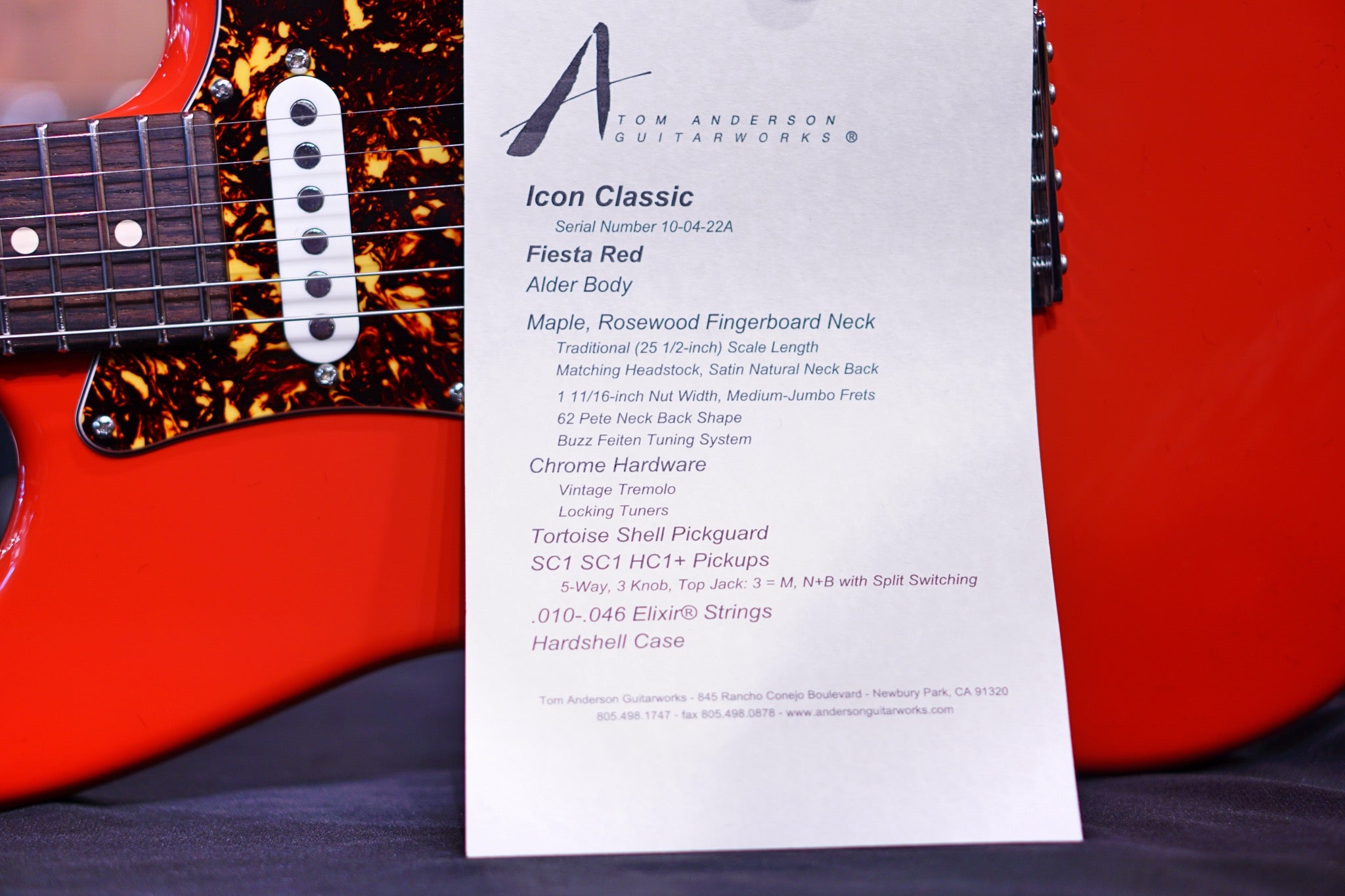 Anderson Icon Classic Fiesta Red 10-04-22A - HIENDGUITAR Anderson GUITAR