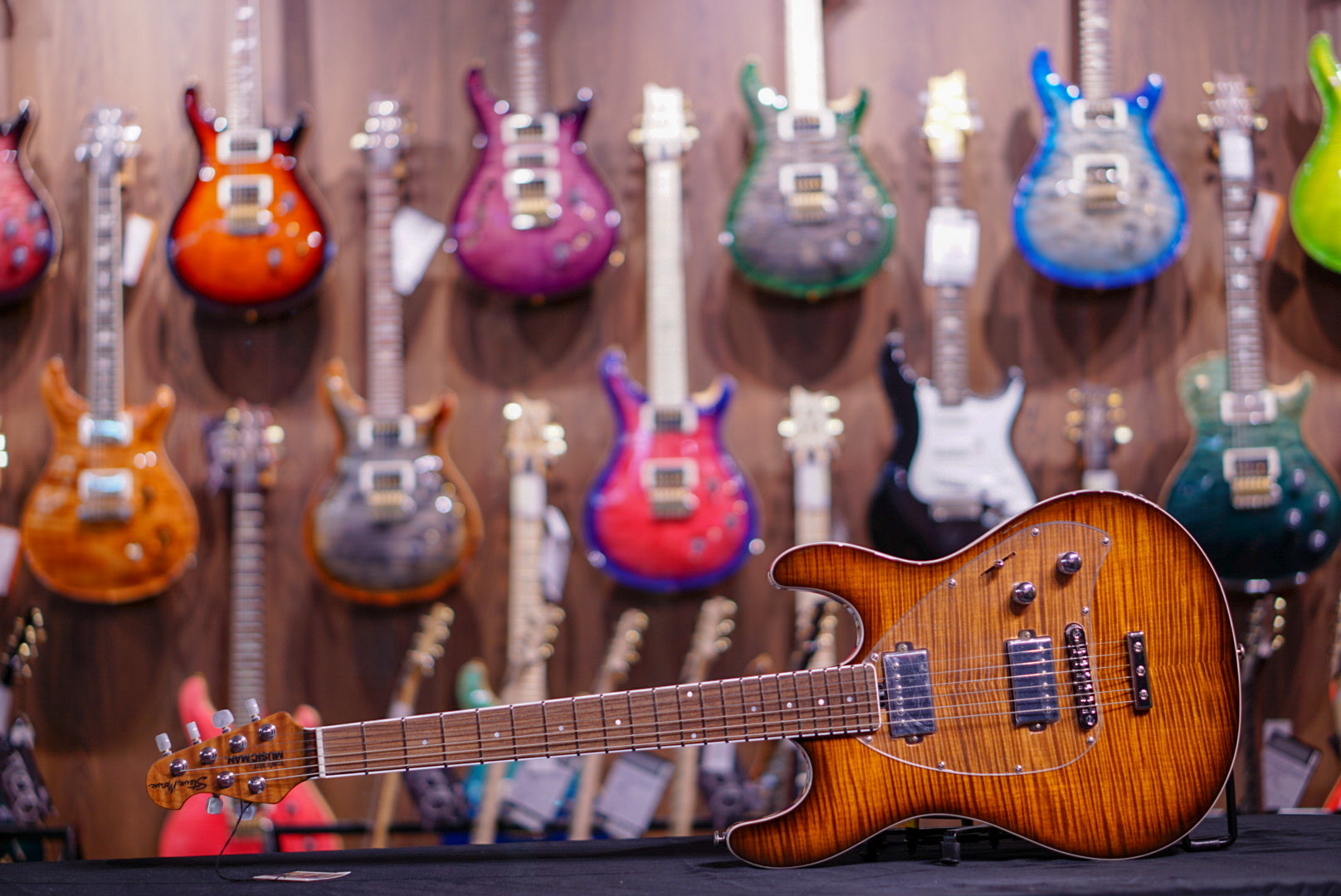 Music Man Steve Morse Hh Ball Family Reserve - Caramel Burst Flame G86051 - HIENDGUITAR Musicman GUITAR
