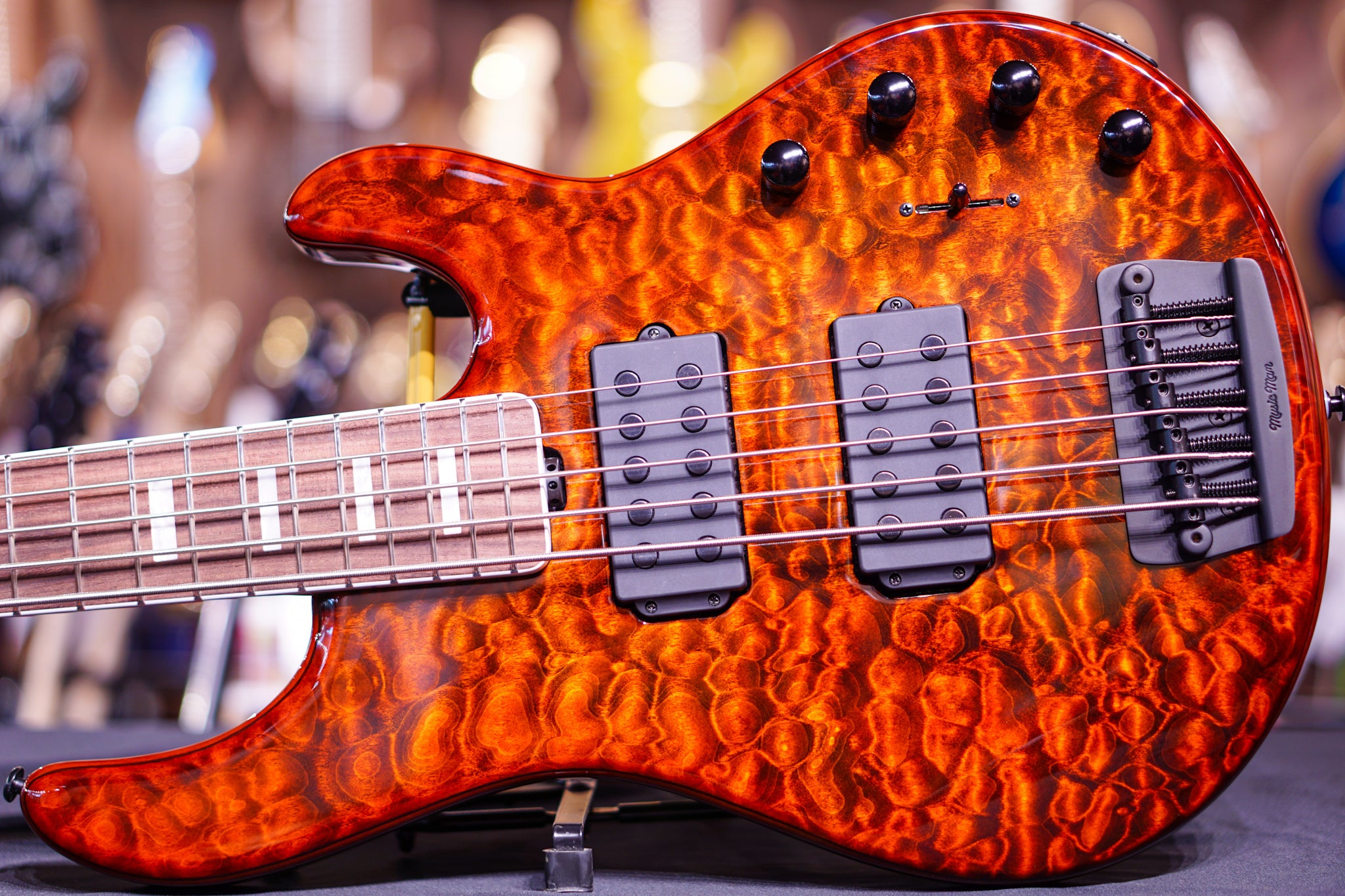 Ernie Ball Music Man BFR StingRay 5 - Giants Orange Quilt F85378 - HIENDGUITAR Musicman GUITAR