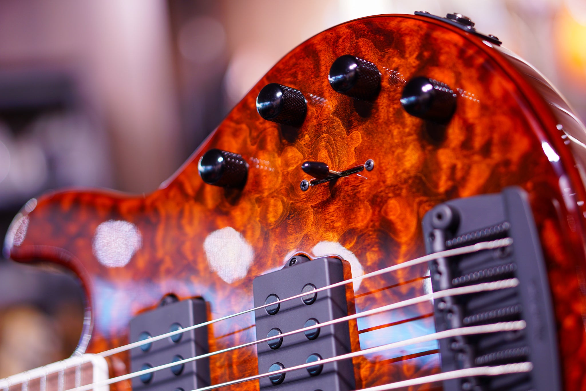 Ernie Ball Music Man BFR StingRay 5 - Giants Orange Quilt F85378 - HIENDGUITAR Musicman GUITAR