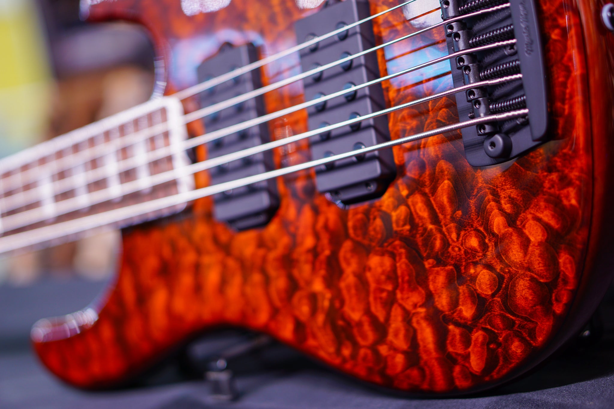 Ernie Ball Music Man BFR StingRay 5 - Giants Orange Quilt F85378 - HIENDGUITAR Musicman GUITAR