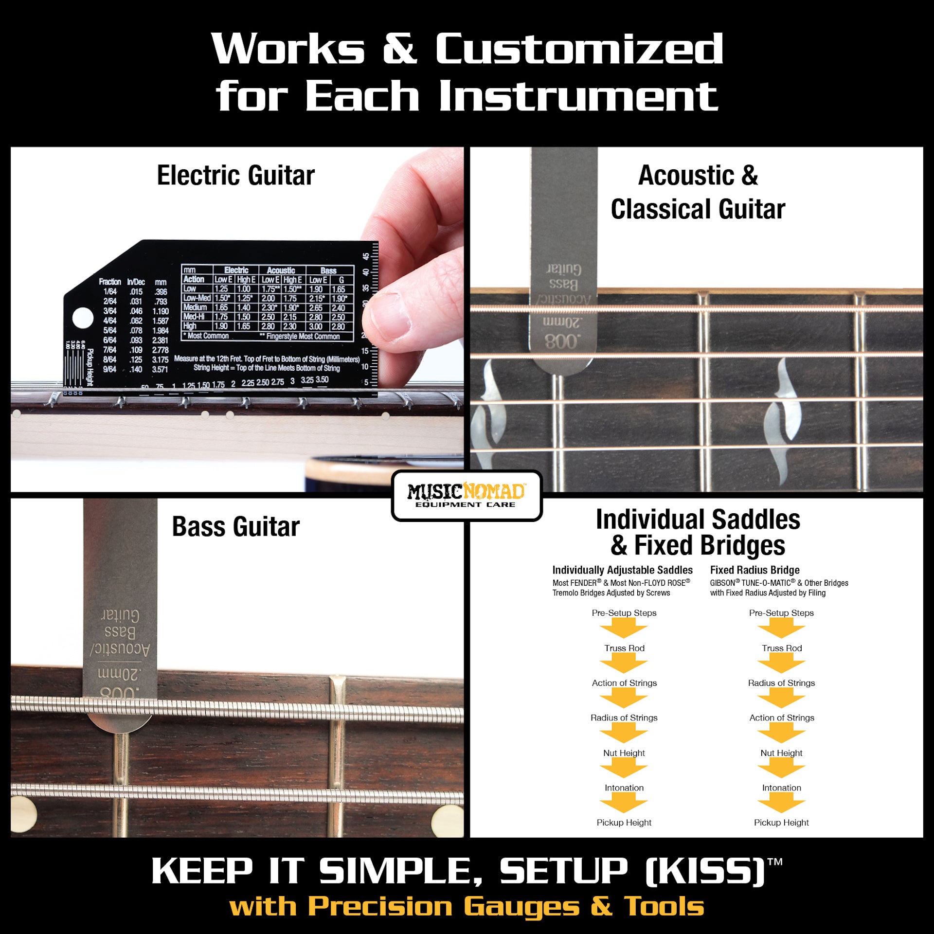 Music Nomad Precision Setup Gauge Set - 6 pc. MN604 - HIENDGUITAR musicnomad musicnomad