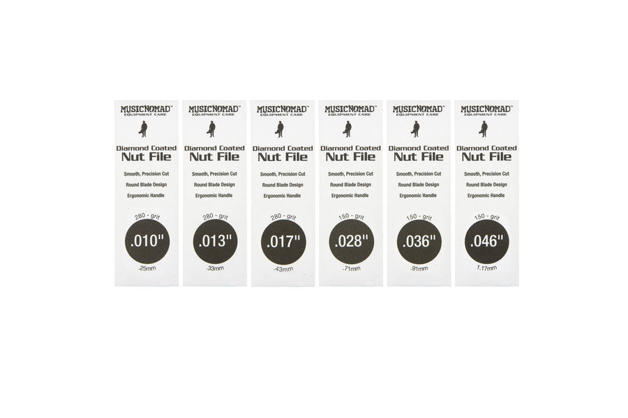 6 pc. Electric Guitar Diamond Coated Nut File Set - Light Strings, with Storage Case MN668 - HIENDGUITAR musicnomad Nut file