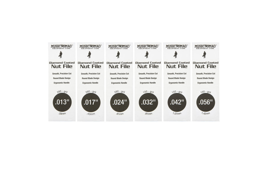 6 pc. Acoustic Guitar Diamond Coated Nut File Set - Light/Medium Strings, with Storage Case MN670 - HIENDGUITAR musicnomad Nut file