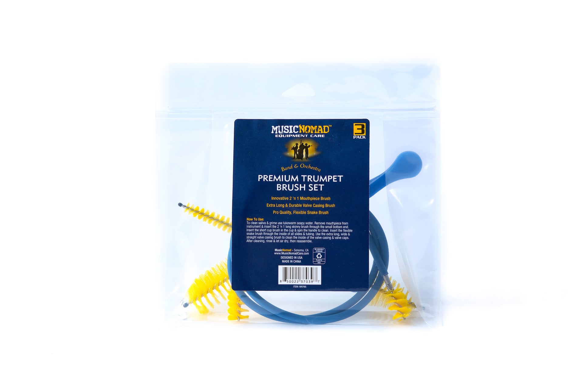 Music Nomad Premium Trumpet Brush Set - 3 pc. MN765 - HIENDGUITAR musicnomad musicnomad