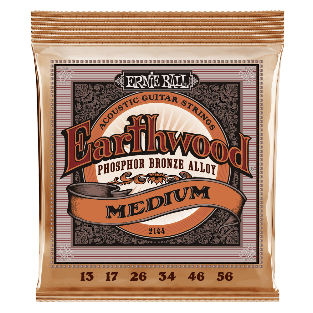 Ernie Ball Earthwood Medium Phosphor Bronze Acoustic Guitar Strings - 13-56 Gauge - HIENDGUITAR Ernieball Acoustic Sets