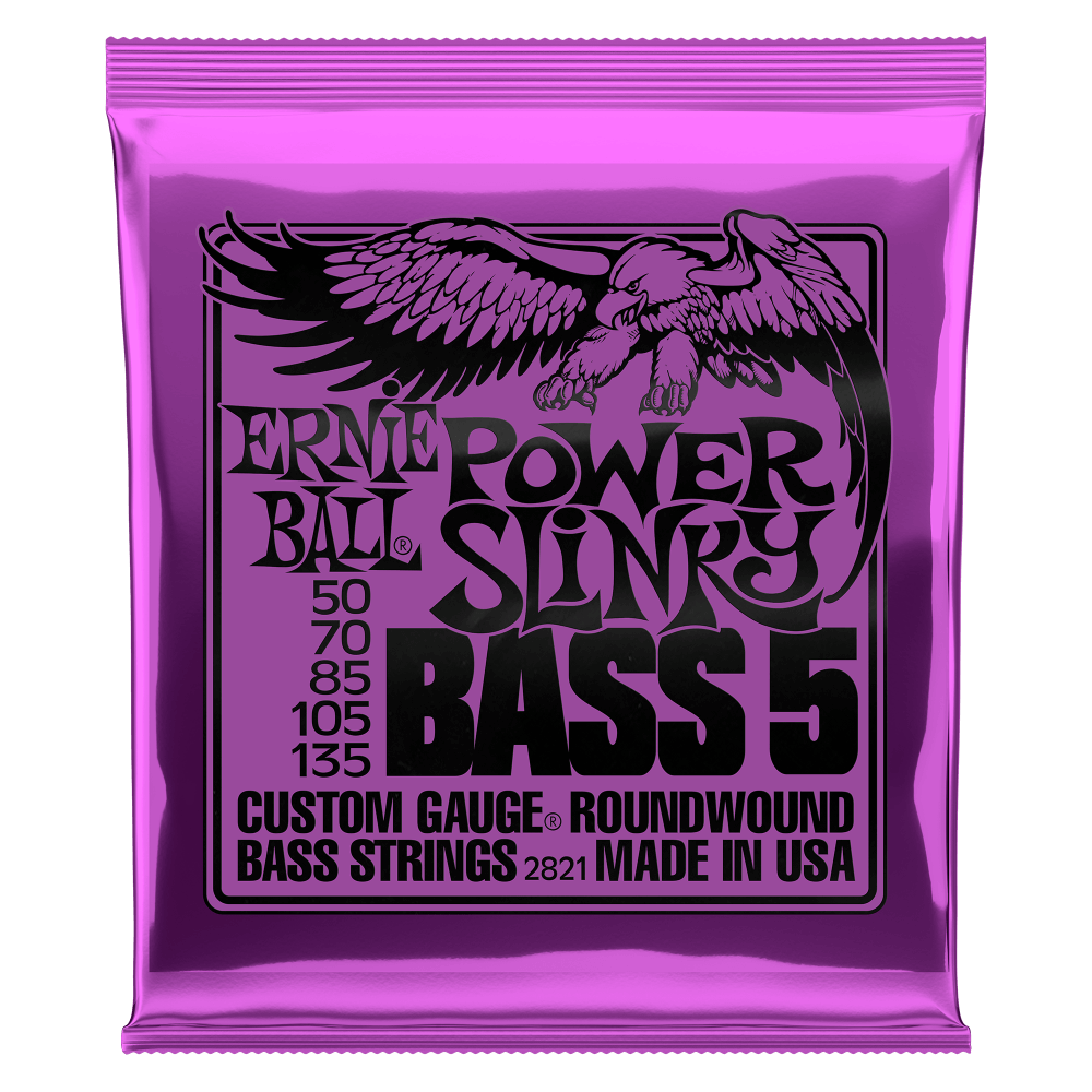 Ernie Ball Power Slinky 5-String Nickel Wound Electric Bass Strings - 50-135 Gauge - HIENDGUITAR Ernieball bass strings