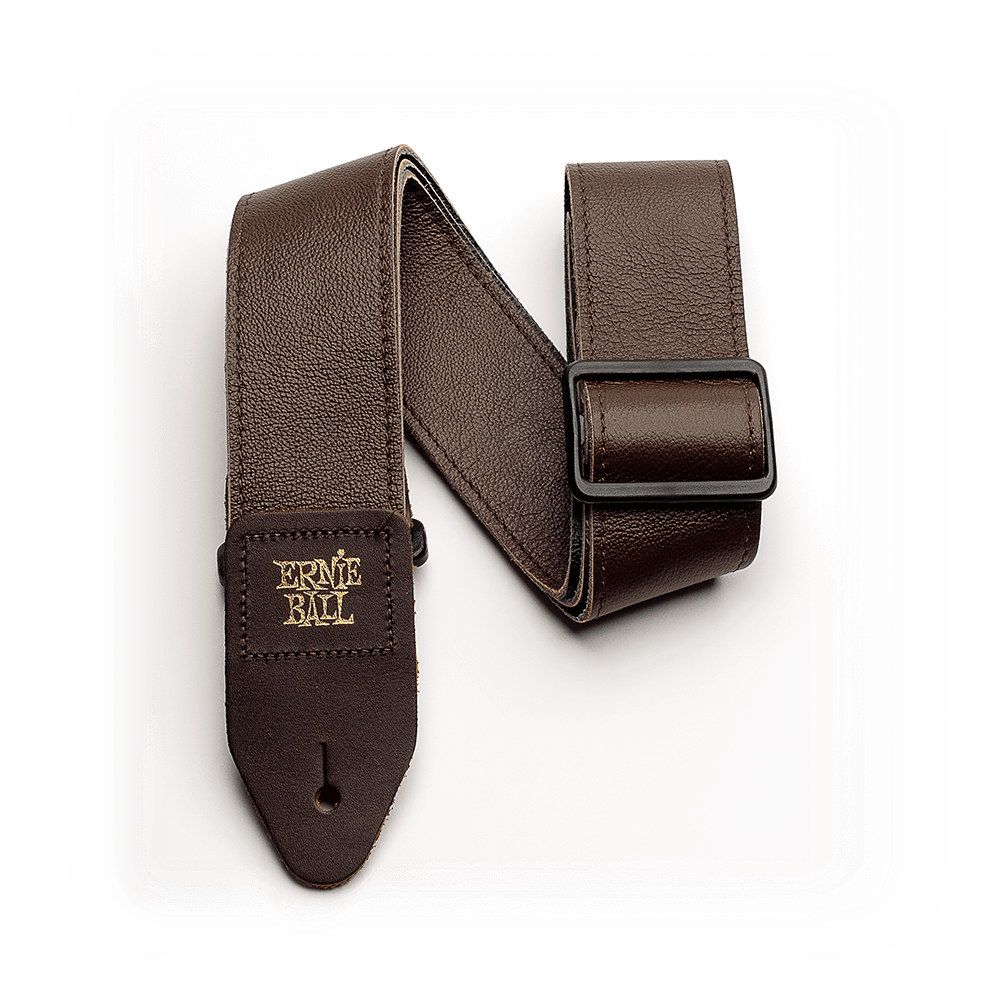 Ernie Ball 2" Tri-Glide Italian Leather Strap - Brown - HIENDGUITAR Ernieball Straps