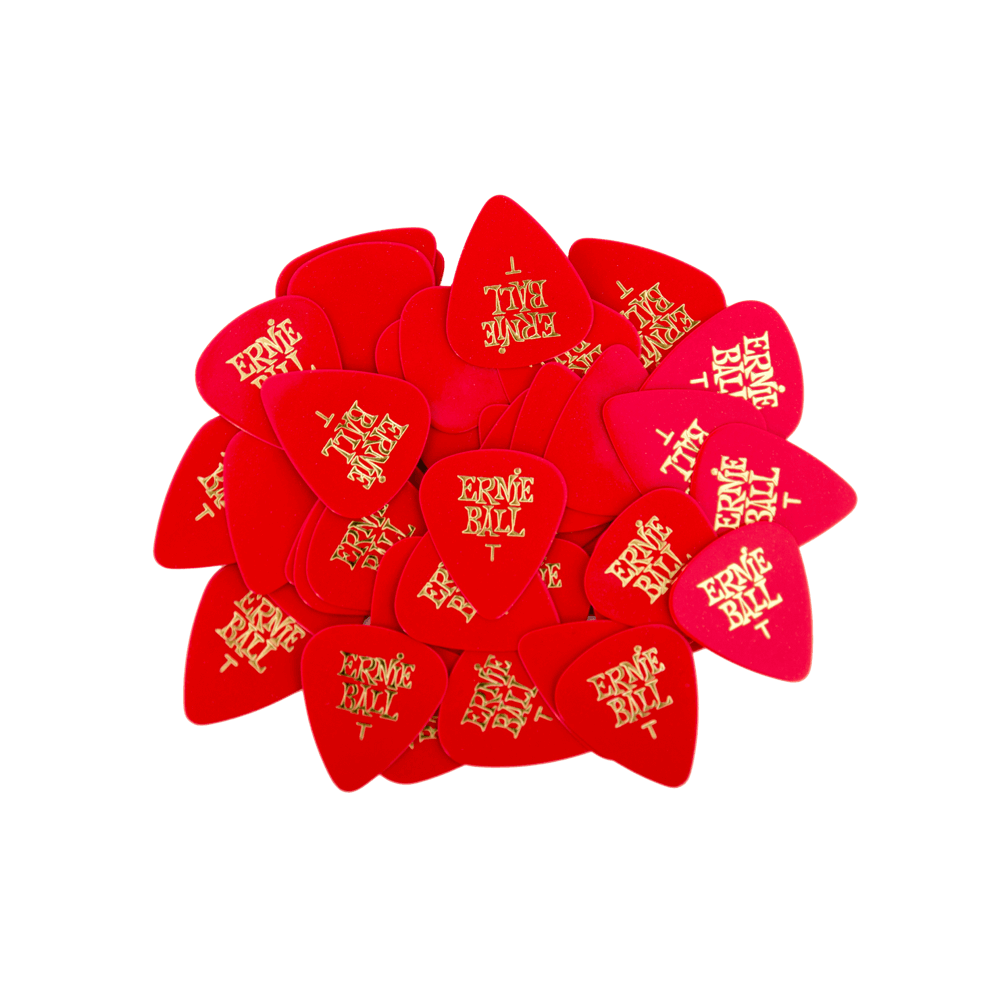 Ernie Ball Thin Red Cellulose Picks, bag of 144 - HIENDGUITAR Ernieball Picks