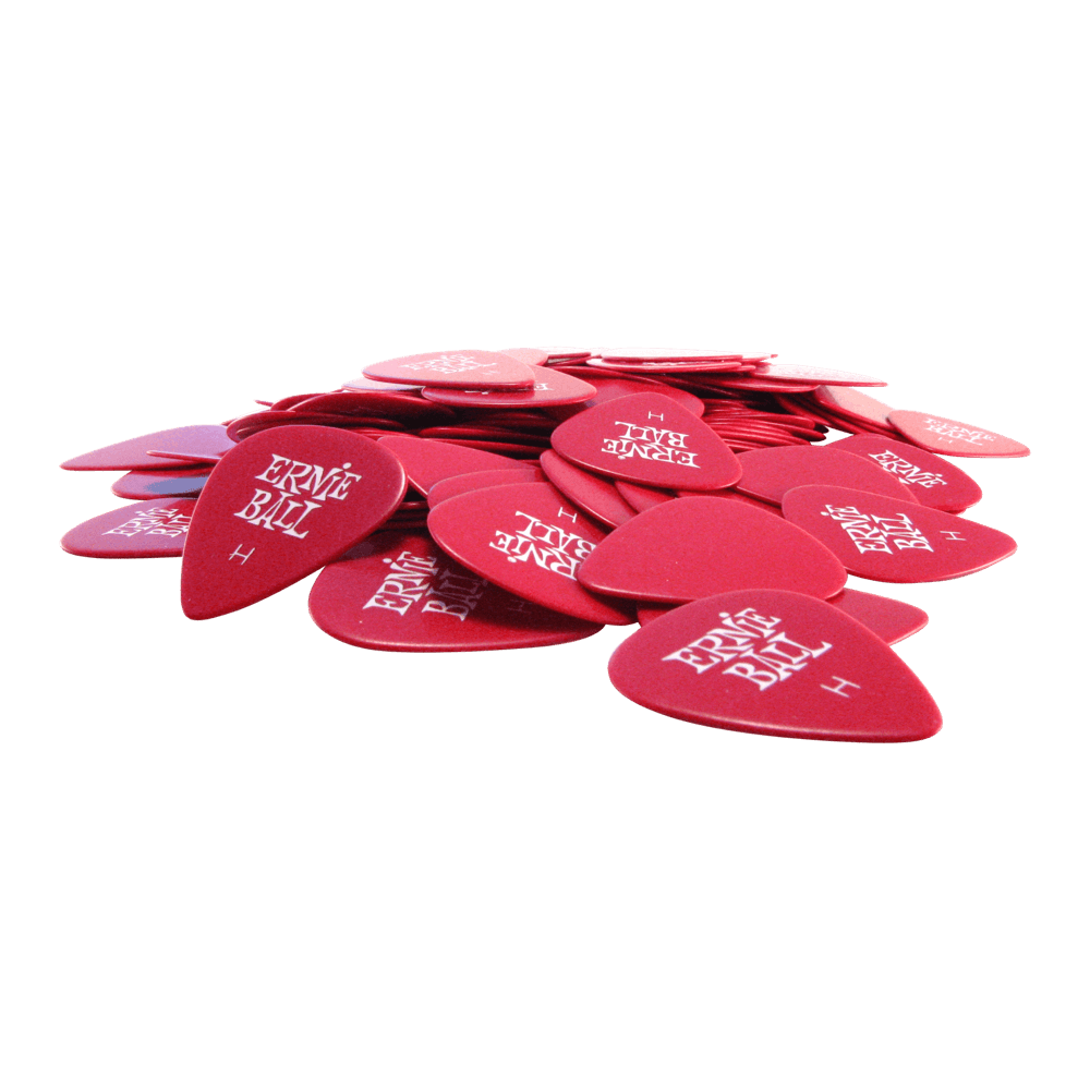 Ernie Ball Heavy Red Cellulose Picks, bag of 144 - HIENDGUITAR Ernieball Picks