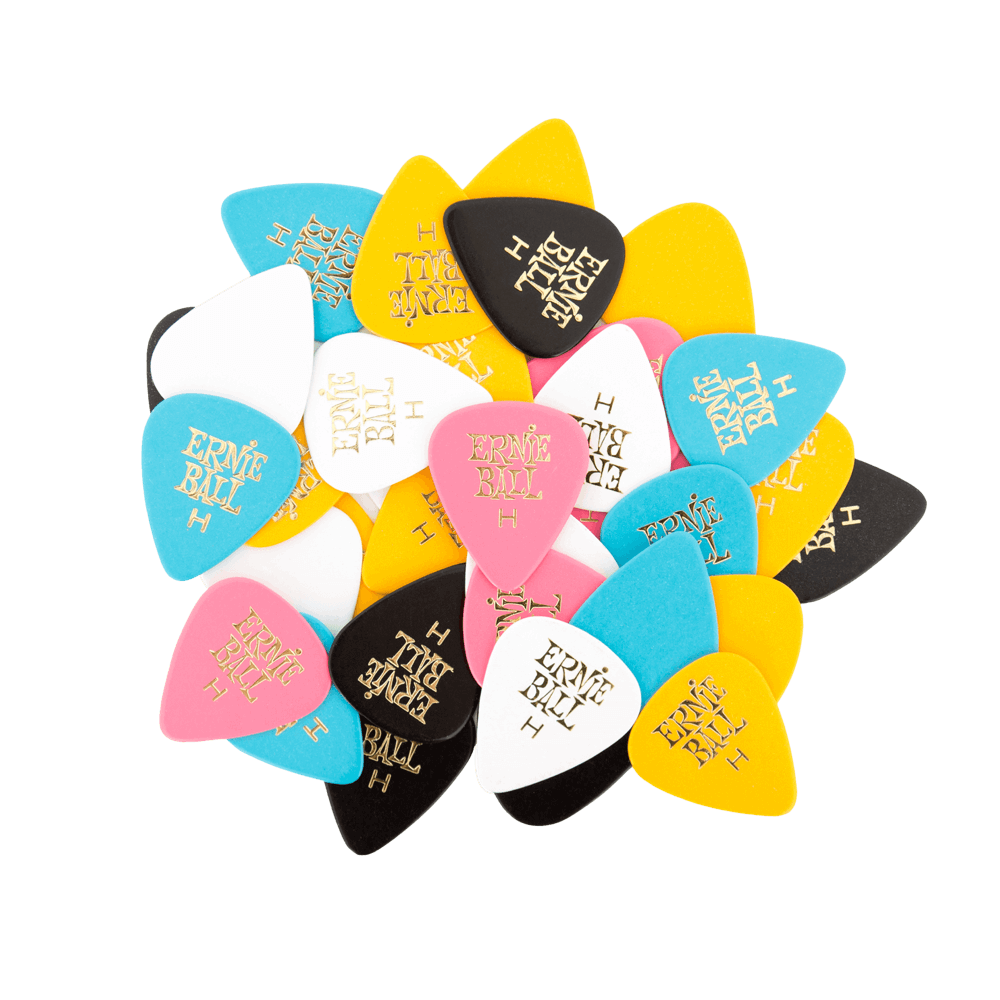 Ernie Ball Heavy Assorted Color Cellulose Picks, bag of 144 - HIENDGUITAR Ernieball Picks
