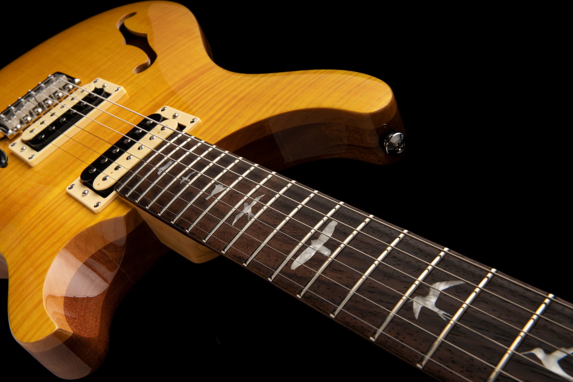 PRS SE Custom 22 Semi-hollow Electric Guitar - Santana Yellow - HIENDGUITAR PRS SE