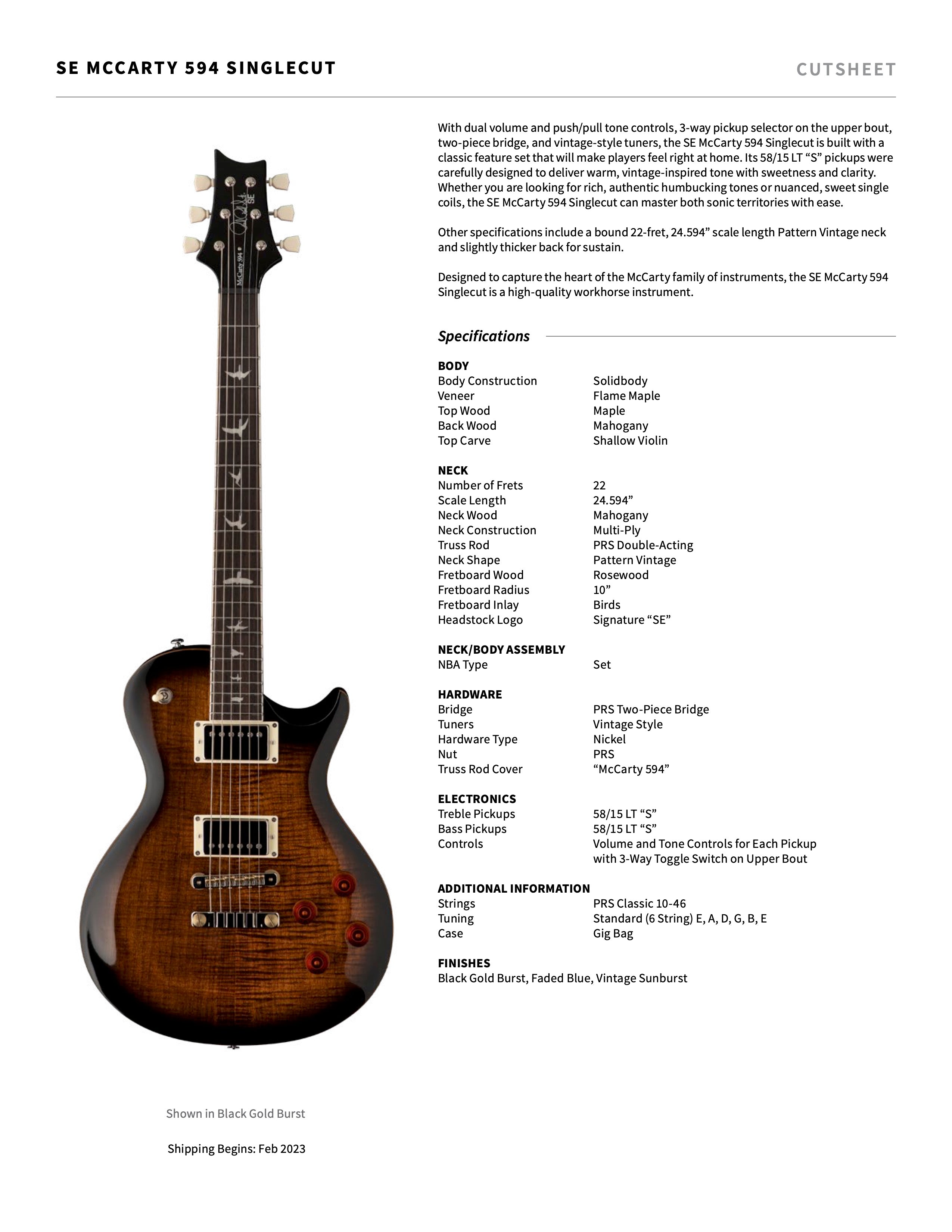 PRS SE Mccarty 594 singlecut Faded blue - HIENDGUITAR PRS SE GUITAR