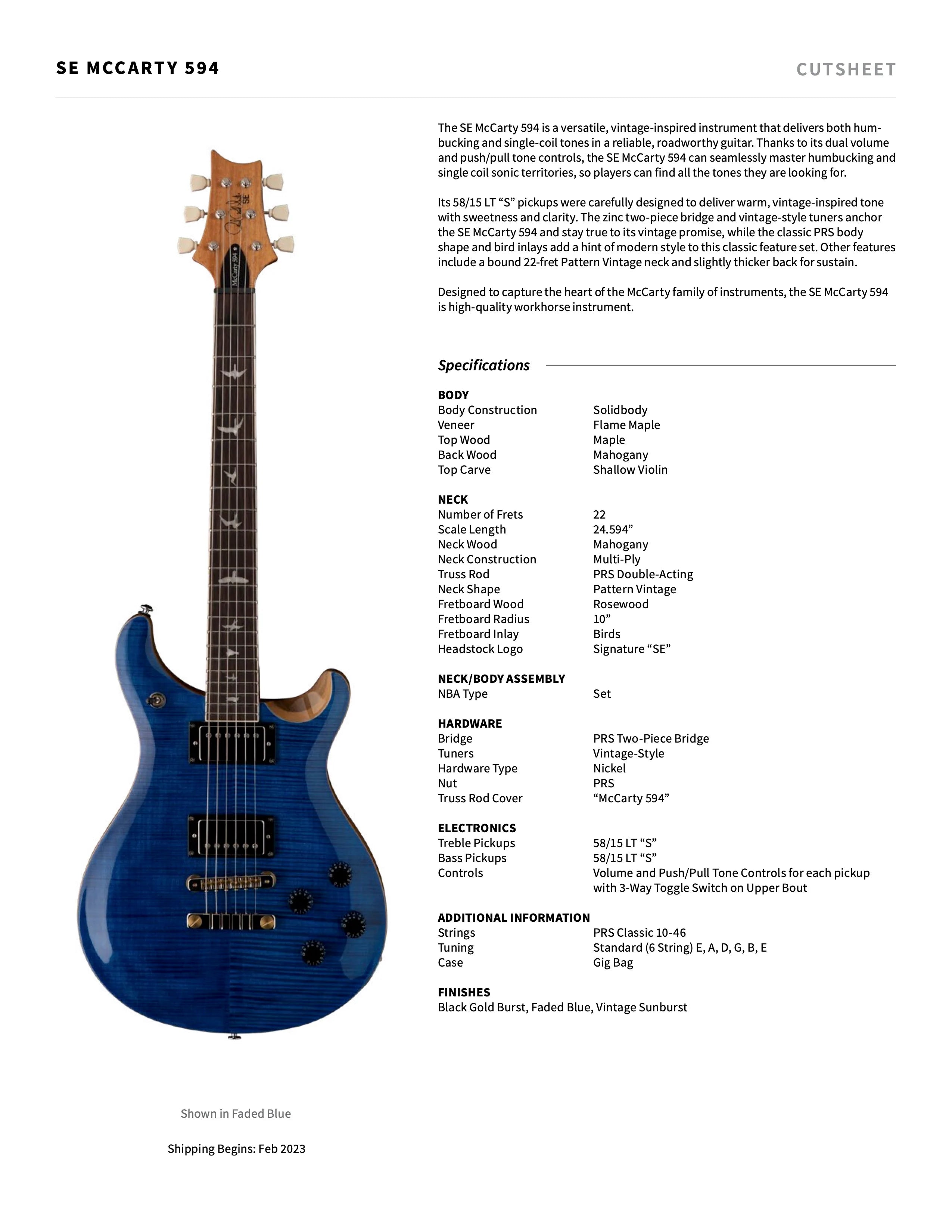 PRS SE Mccarty 594 doublecut Black Gold Sunburst - HIENDGUITAR PRS SE GUITAR