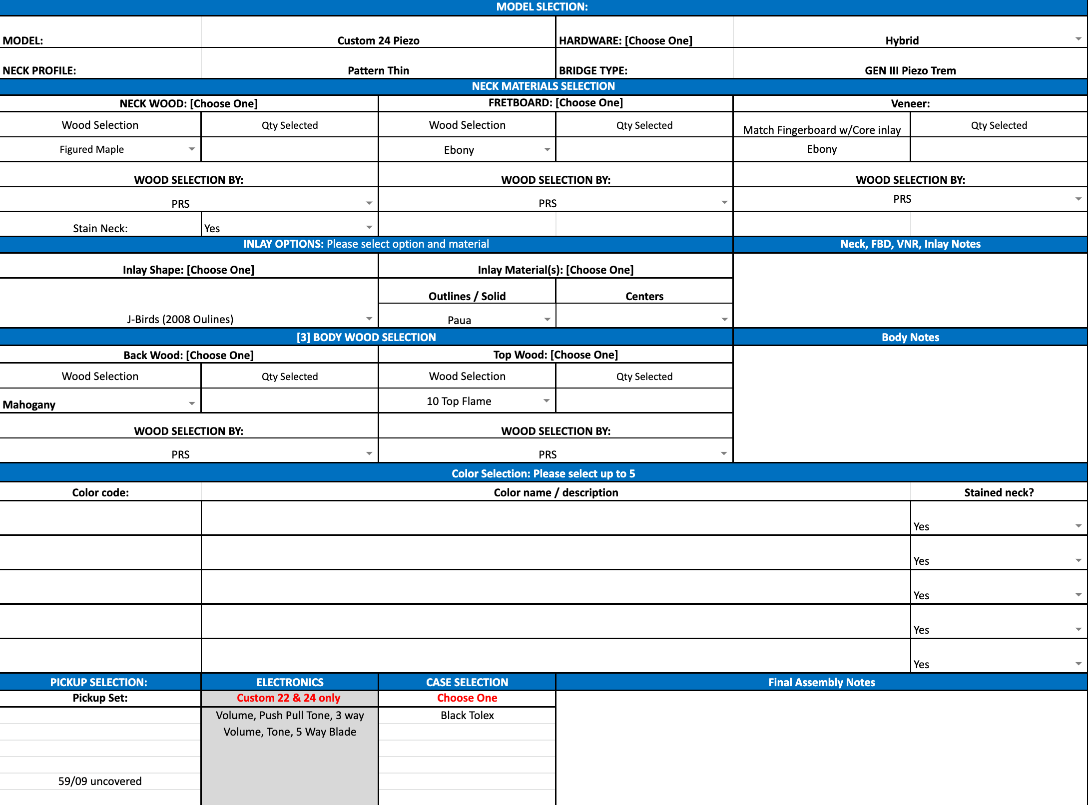 PRS Custom 24 Piezo wood library Matteo verde w stained neck 0335169 - HIENDGUITAR PRS GUITAR